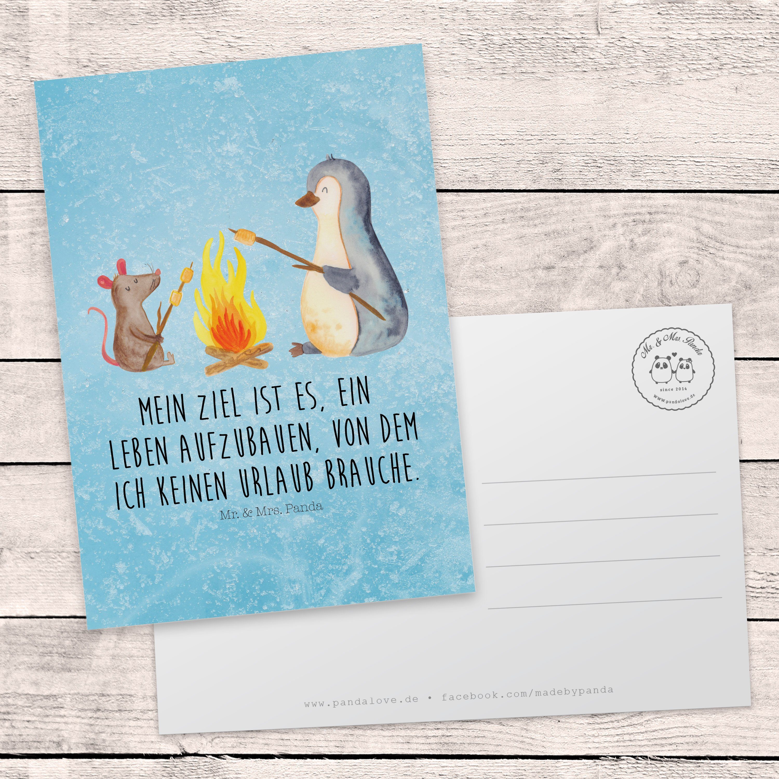 Mr. & Mrs. Panda Eisblau - Geschenk, Büro, Postkarte Lagerfeuer Ansichtskarte, Einladu - Pinguin