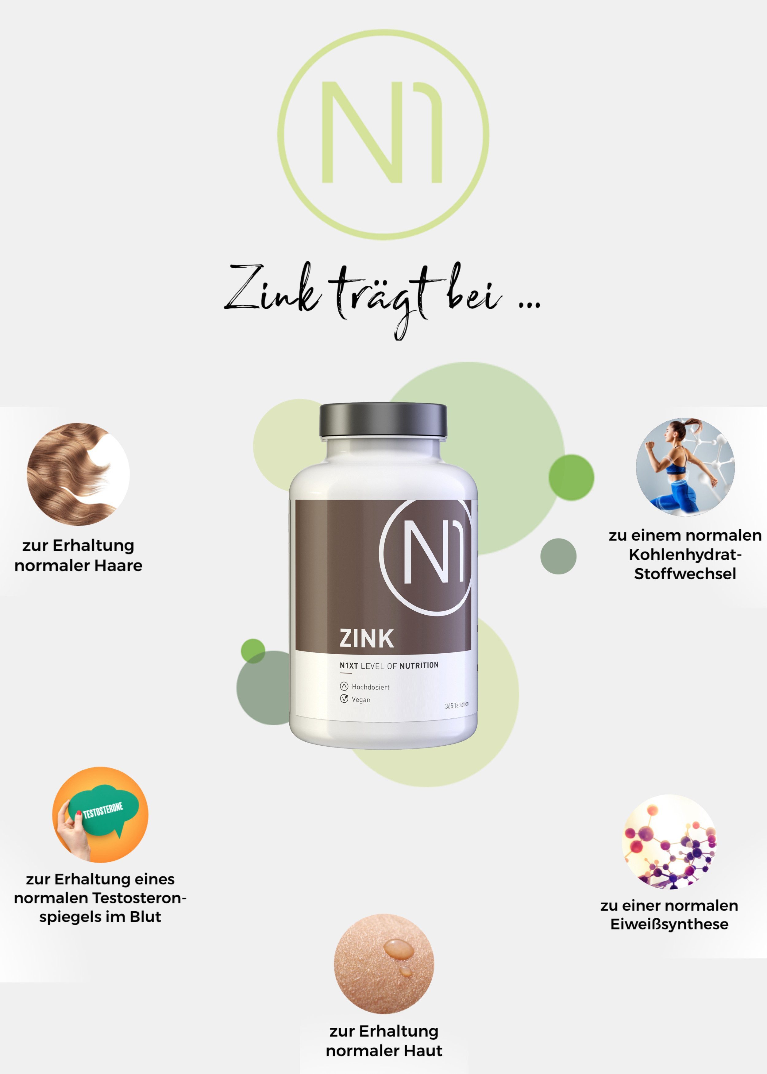 N1 Healthcare N1 ZINK 25mg, 365 vegane Tabletten Tabletten, 365 St., 84 g