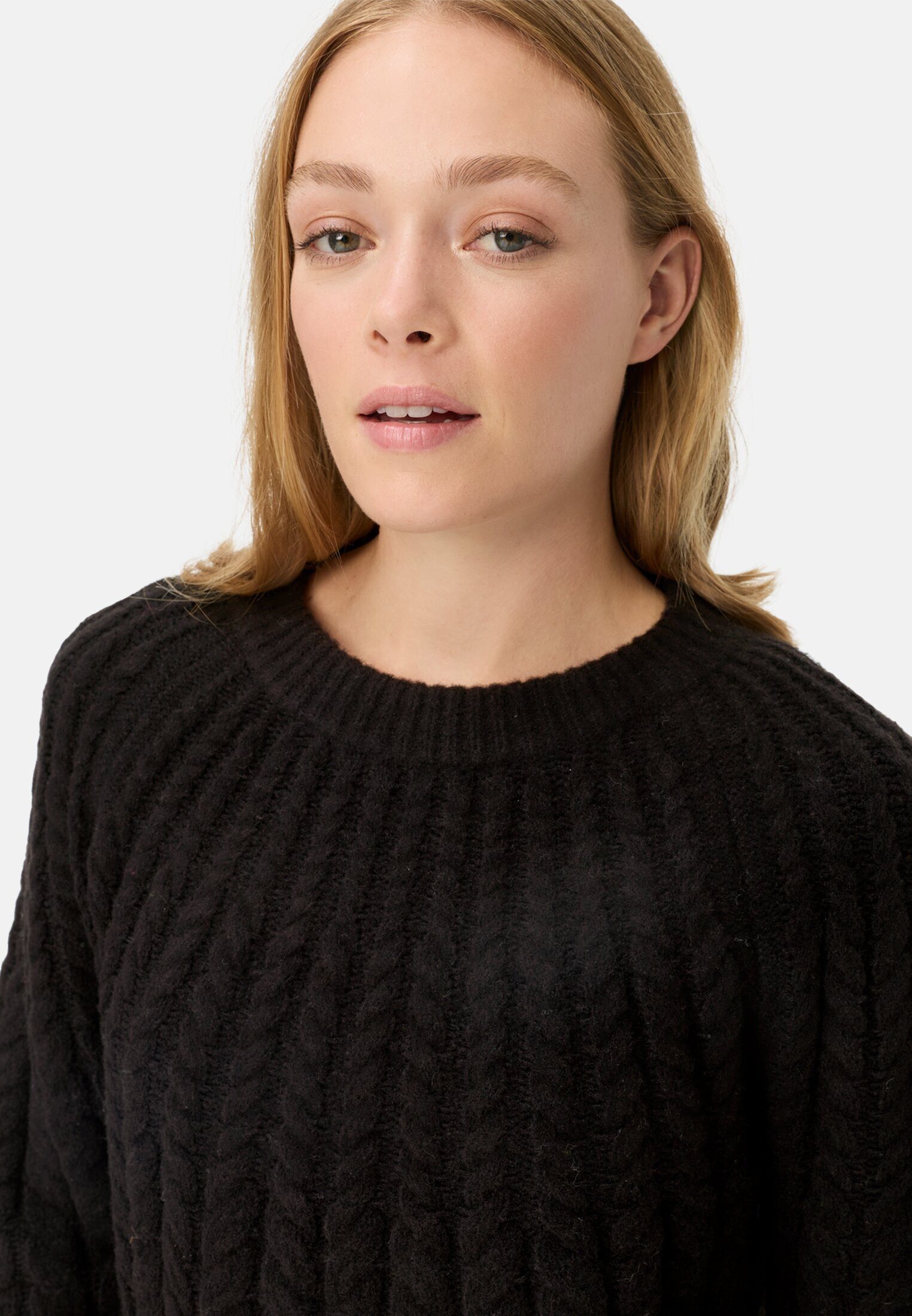 camel active Strickpullover mit Rundhalskragen Langarm Markenlogo