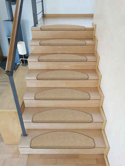 Stufenmatte Stufenmatten Vorwerk Lord Halbrund SparSet Hellbraun 15 Stück, Metzker®, halbrund, Höhe: 8 mm, 15 Stück im Set - Hellbraun