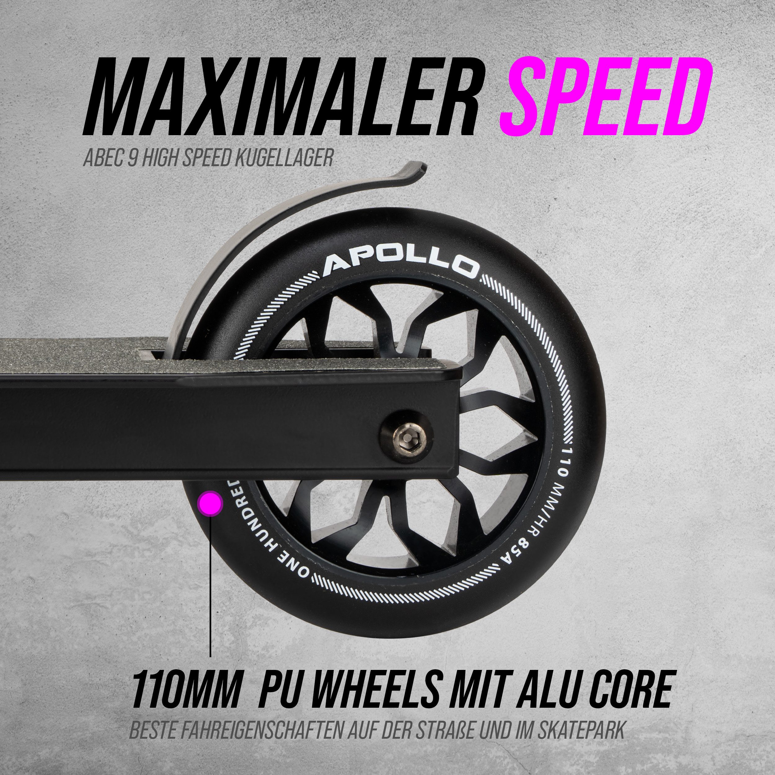 Apollo Stuntscooter Hawk - Scooter für Erwachsene, Jugendliche und Kinder ab 6 Jahren, extra breite Trittfläche & stabiler Lenker