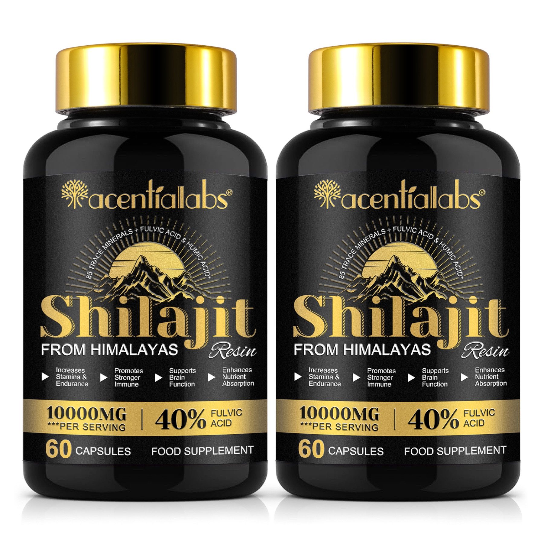 Acentiallabs Himalaya Shilajit Mumijo Kapseln 10:1 Extrakt 40% Fulvinsäure Kapseln, 60 er, SHILAJIT KAPSELN