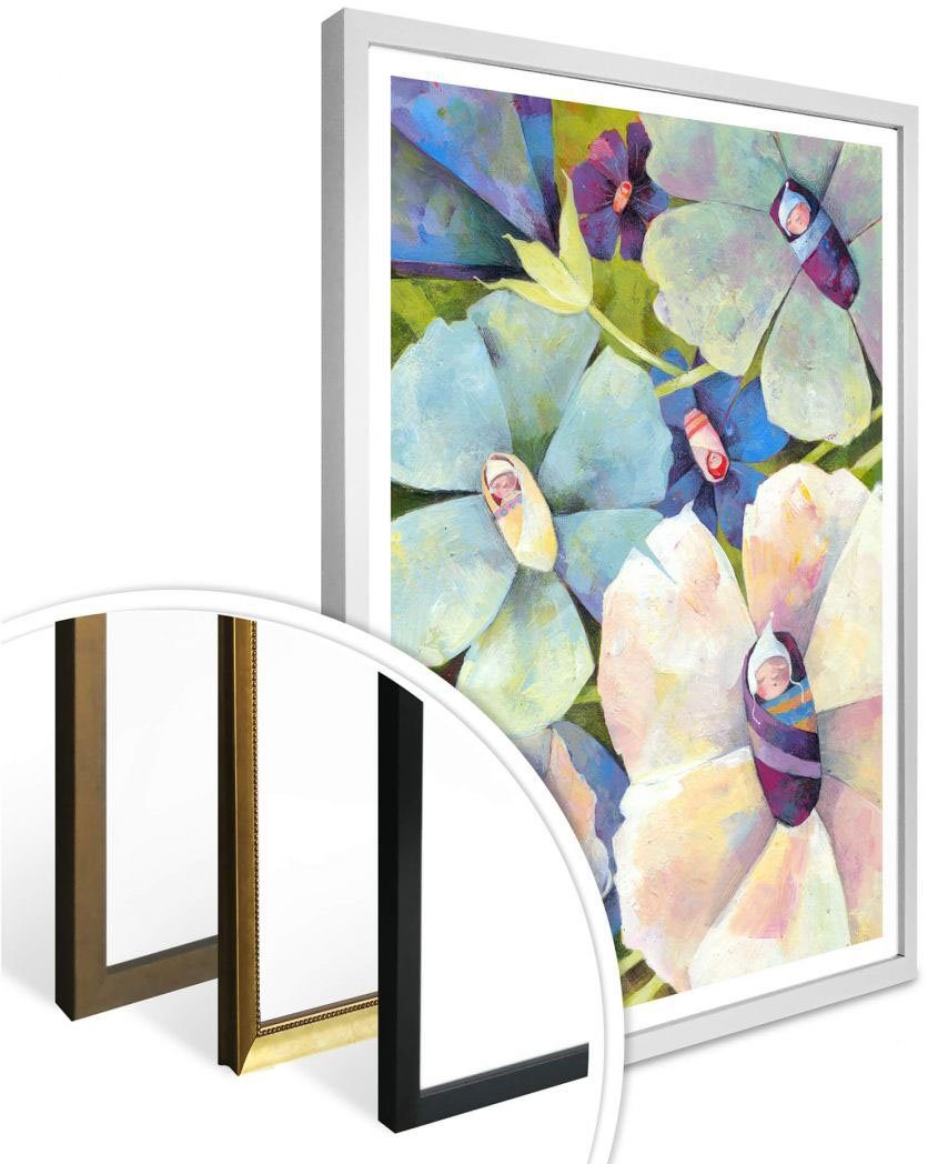 Poster Poster, Blütenbabies, Pflanzen Wandbild, St), Märchen Wandposter (1 Wall-Art Bild, Wandbilder