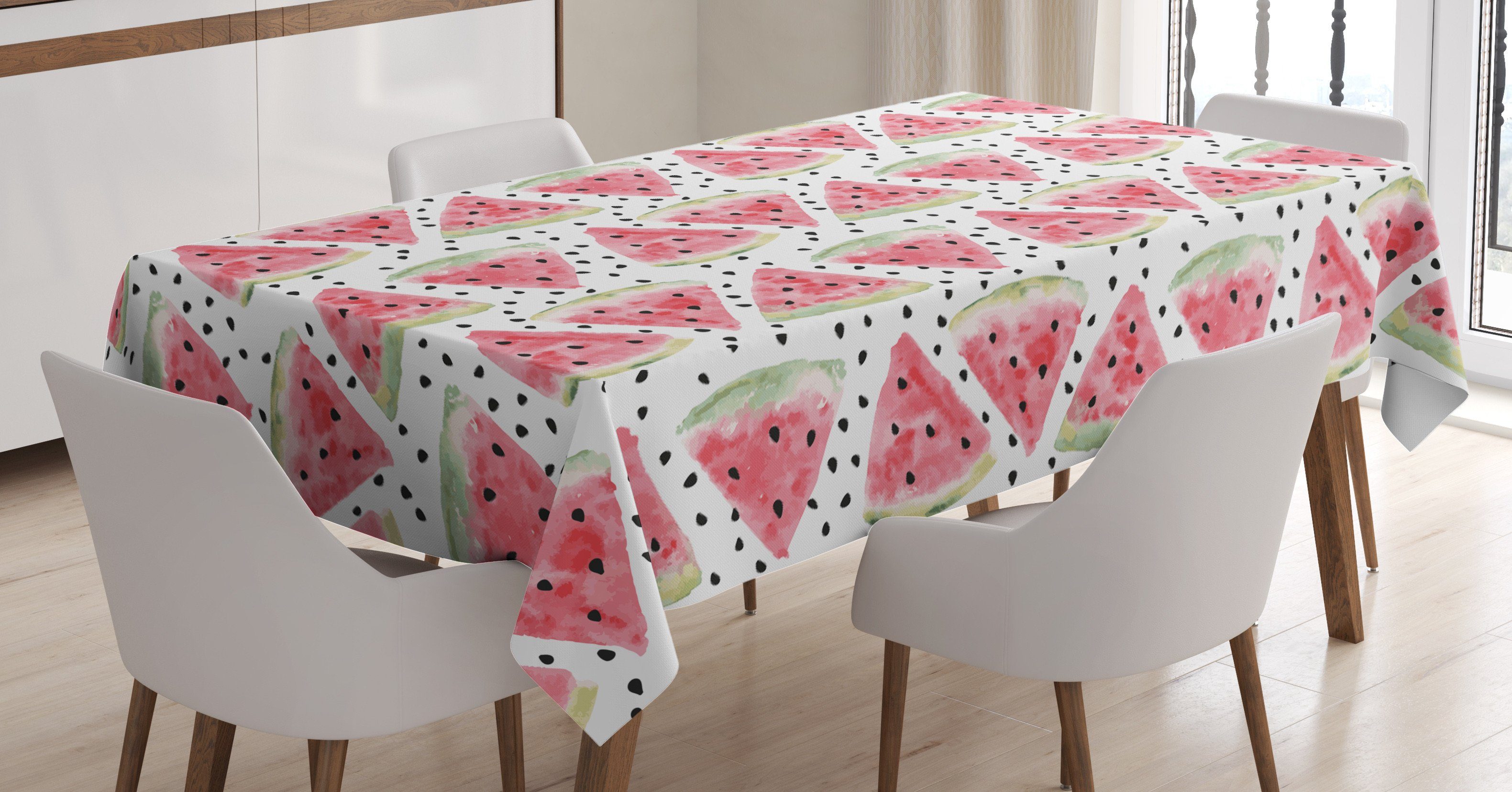 Abakuhaus Tischdecke Farbfest Waschbar Für den Außen Bereich geeignet Klare Farben, Aquarell Stücke von Wassermelone