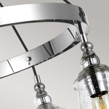 etc-shop Hängeleuchte, Pendelleuchte Hängelampe Deckenlampe Chrome Eisen Glas