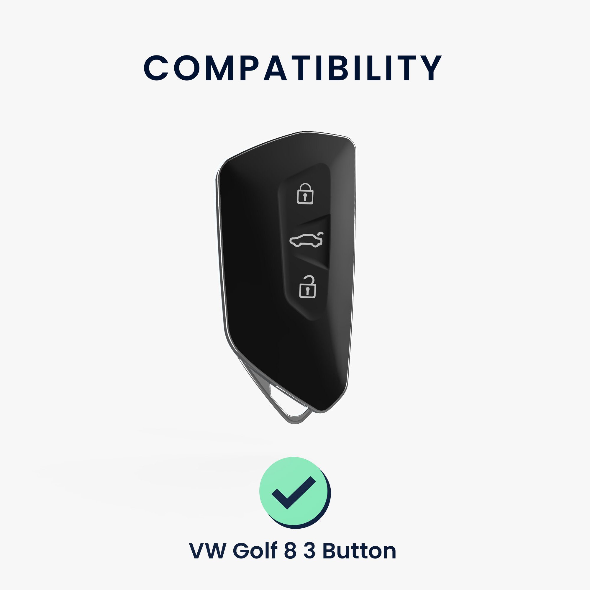 Golf Hülle kwmobile und Cover Schutzhülle Hardcover Metall für Braun Autoschlüssel Rücken 8, VW Leder Front Schlüsseltasche mit