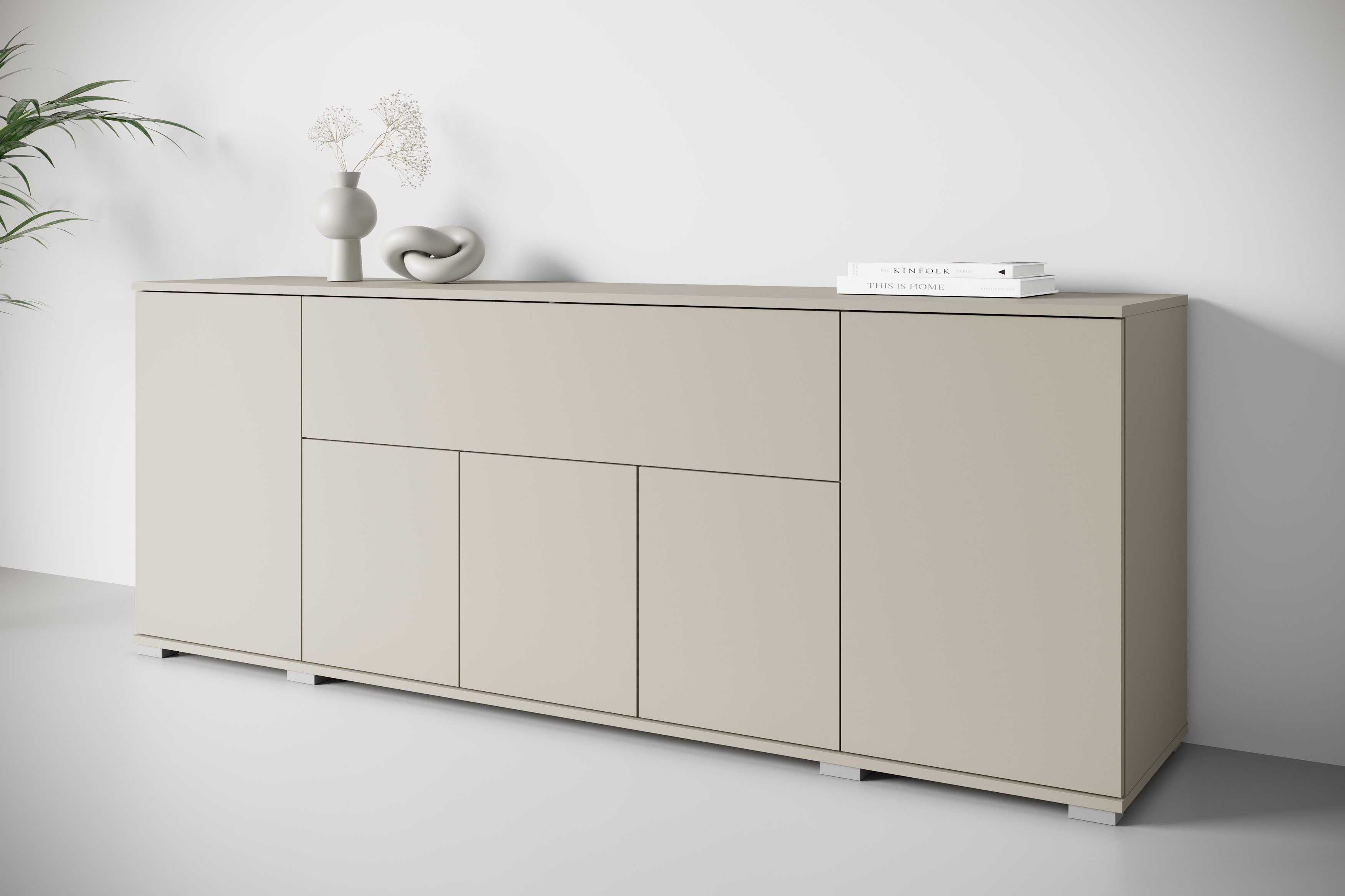 OTTO home Sideboard Kenia, B/H/T: 180 x 68 x 39,5 cm (1 St), Push-to-Open, Klappe und verstellbare Einlegeböden