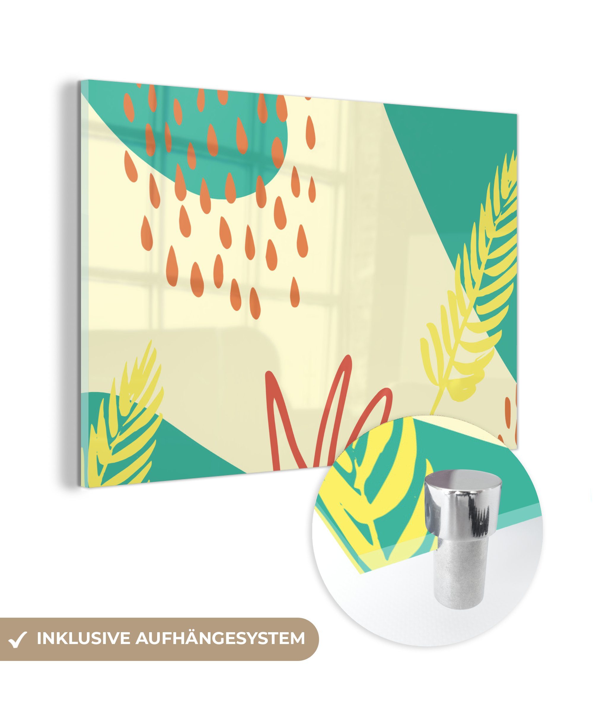 (1 Acrylglasbild Sommer MuchoWow Acrylglasbilder - Schlafzimmer Pastell, & St), Wohnzimmer Blätter -