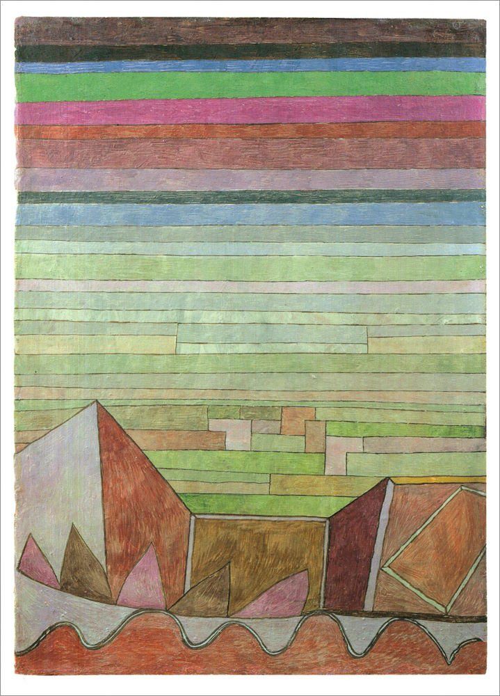 Postkarte Kunstkarte Paul Klee "Blick in das Fruchtland"