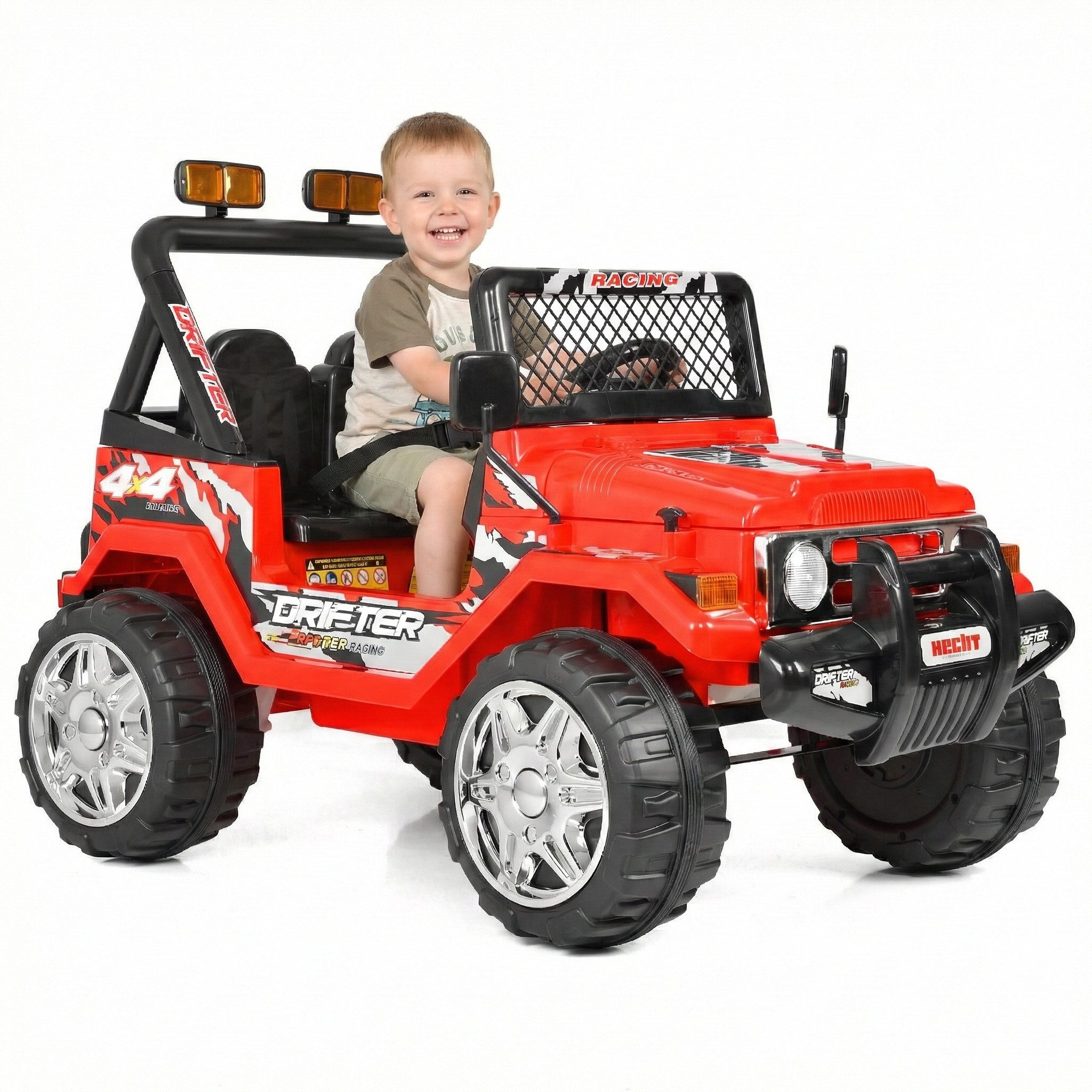 Hecht Elektro-Kinderauto Jeep 45W bis 6,8 km/h mit Fernbedienung, Belastbarkeit 30 kg, 6V/10Ah Akku, Radio, USB, AUX
