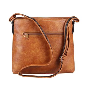 ITALYSHOP24 Schultertasche Damen Tasche Umhängetasche CrossBody Schultertasche CrossOver, Vintage Shopper Leder Optik Reisetasche Handtasche