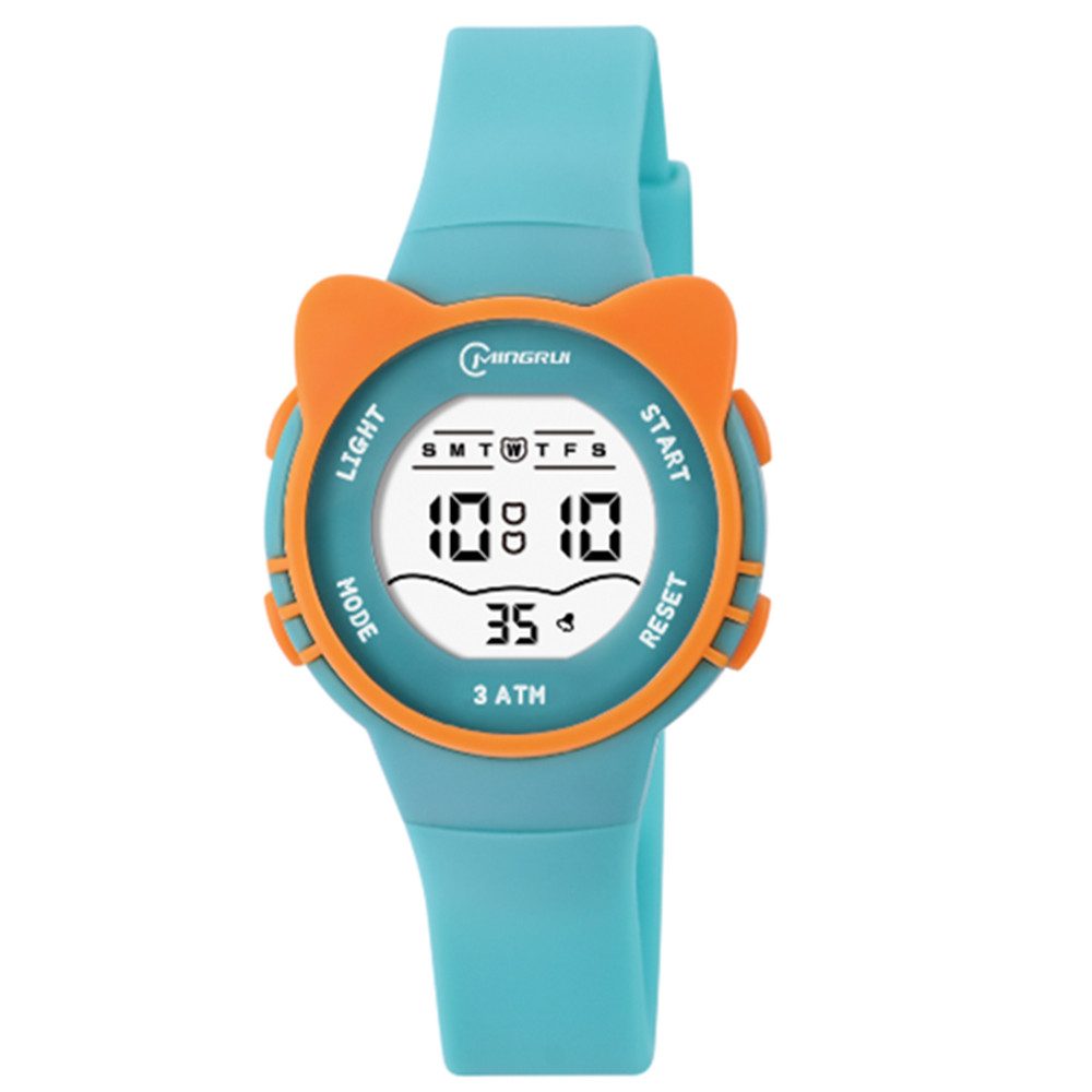 K&L Wall Art Digitaluhr Kinder Armbanduhr Katze Silikonuhr für Jungen Mädchen, Licht, Wecker, Wochentag, Stoppuhr, 17mm Silikonarmband, 3ATM