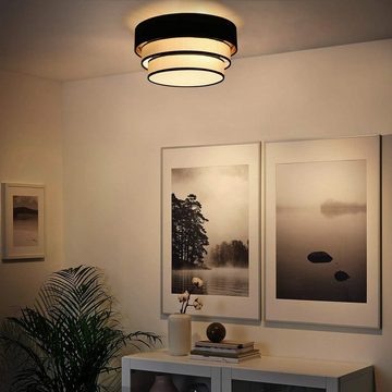 Nettlife Deckenleuchte Wohnzimmer Schwarz Deckenlampe Rund E27 Stoffschirm Modern, LED wechselbar, Schlafzimmer Esszimmer