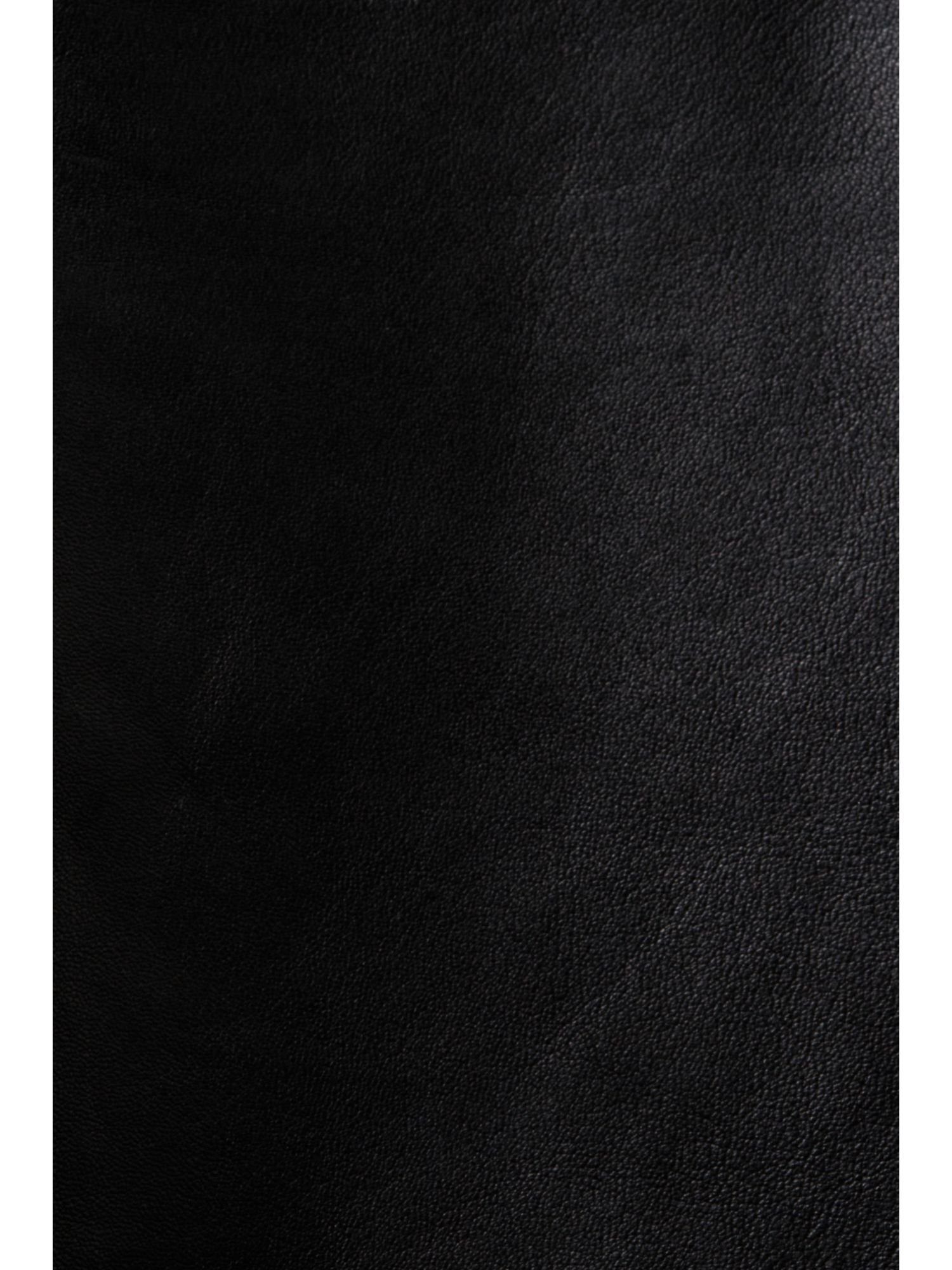 aus Oversize-Hemdjacke Esprit Lederjacke Leder BLACK