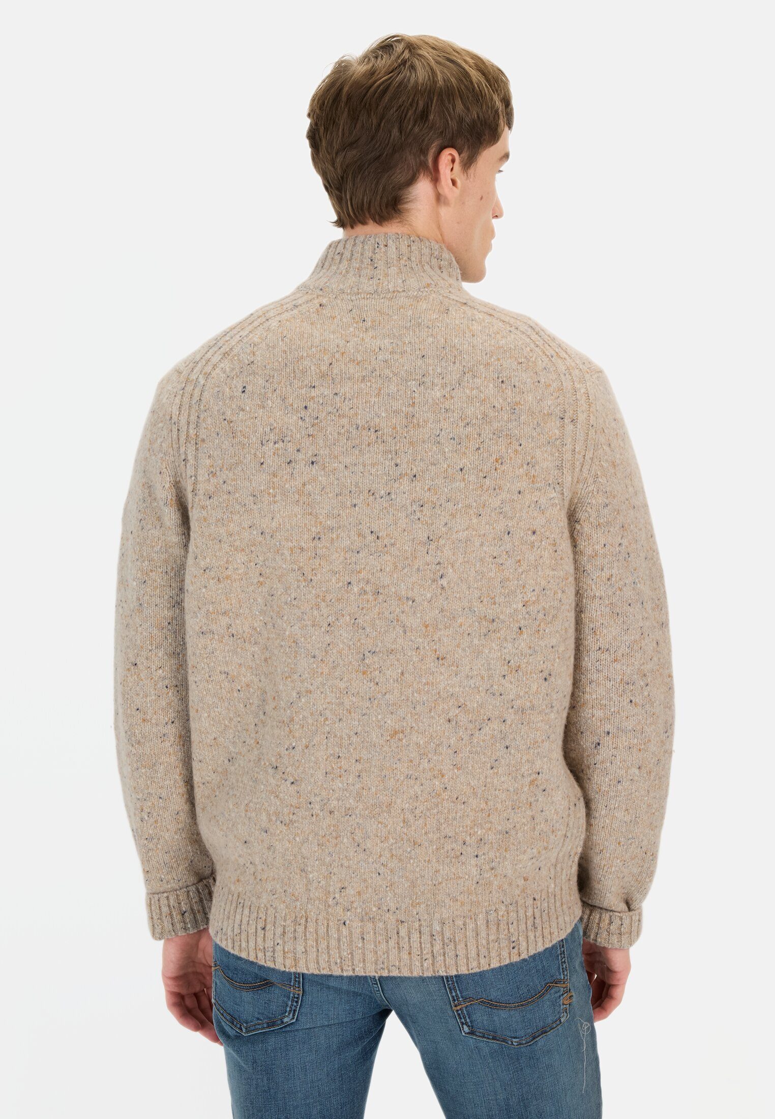 camel active Strickjacke aus nachhaltiger Merinowolle Langarm Stehkragen St günstig online kaufen