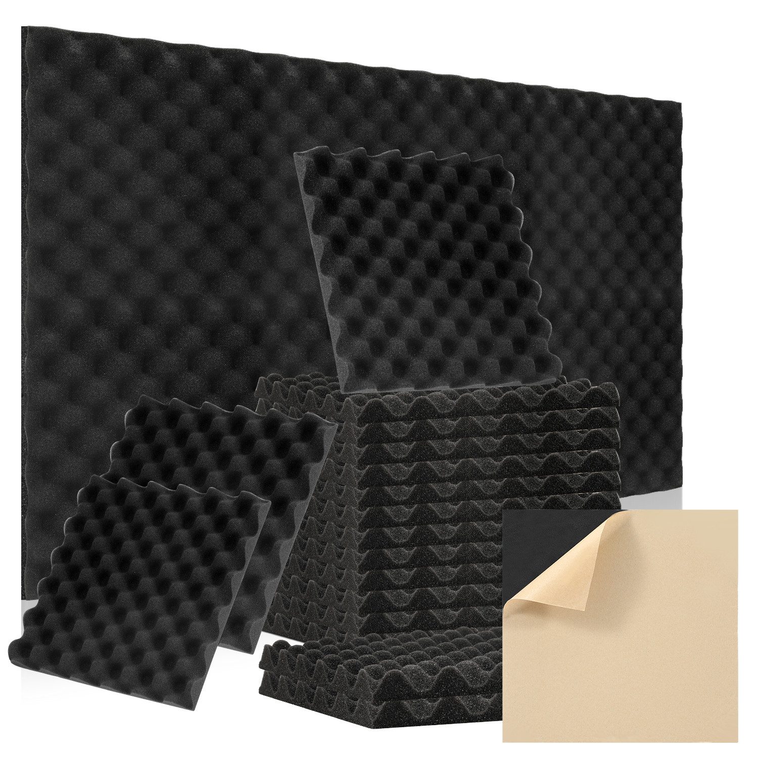 Clanmacy Akustikplatte 24er-Pack Akustikplatte 30x30x2.5cm Wellenmuster günstig online kaufen