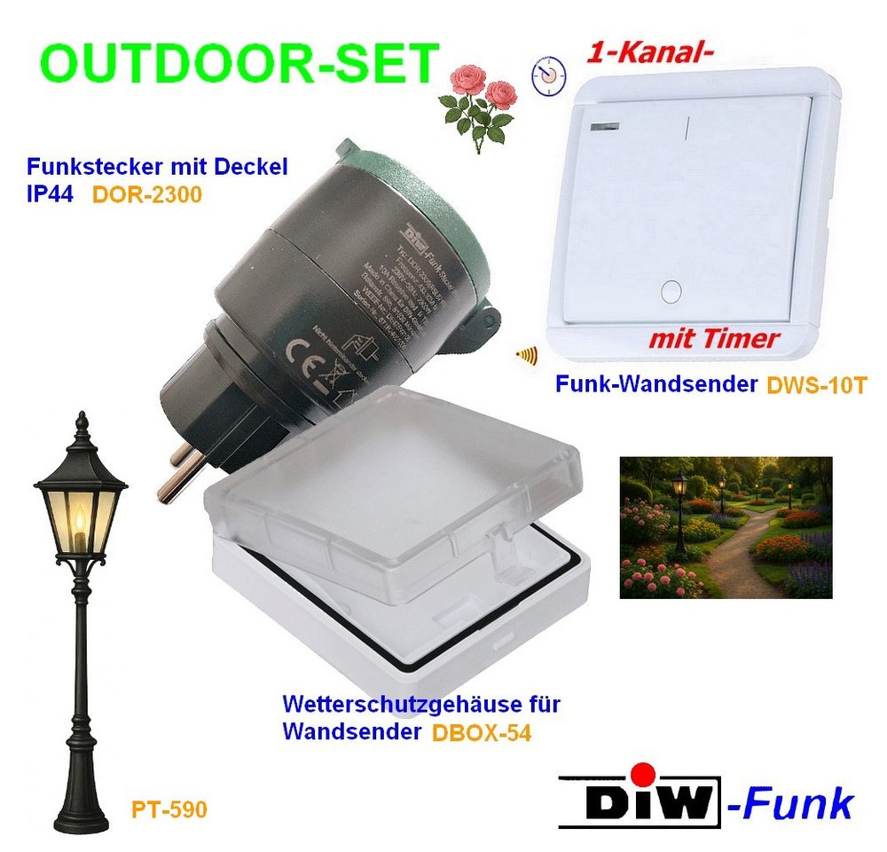 Thumbnail - DIW-Funk Funk-Empfangsmodul Outdoor-Set PT-590 DOR-2300+DWS-10T+DBOX-54, für Lichtsteuerung, Markisen, Garagentore, Spar...