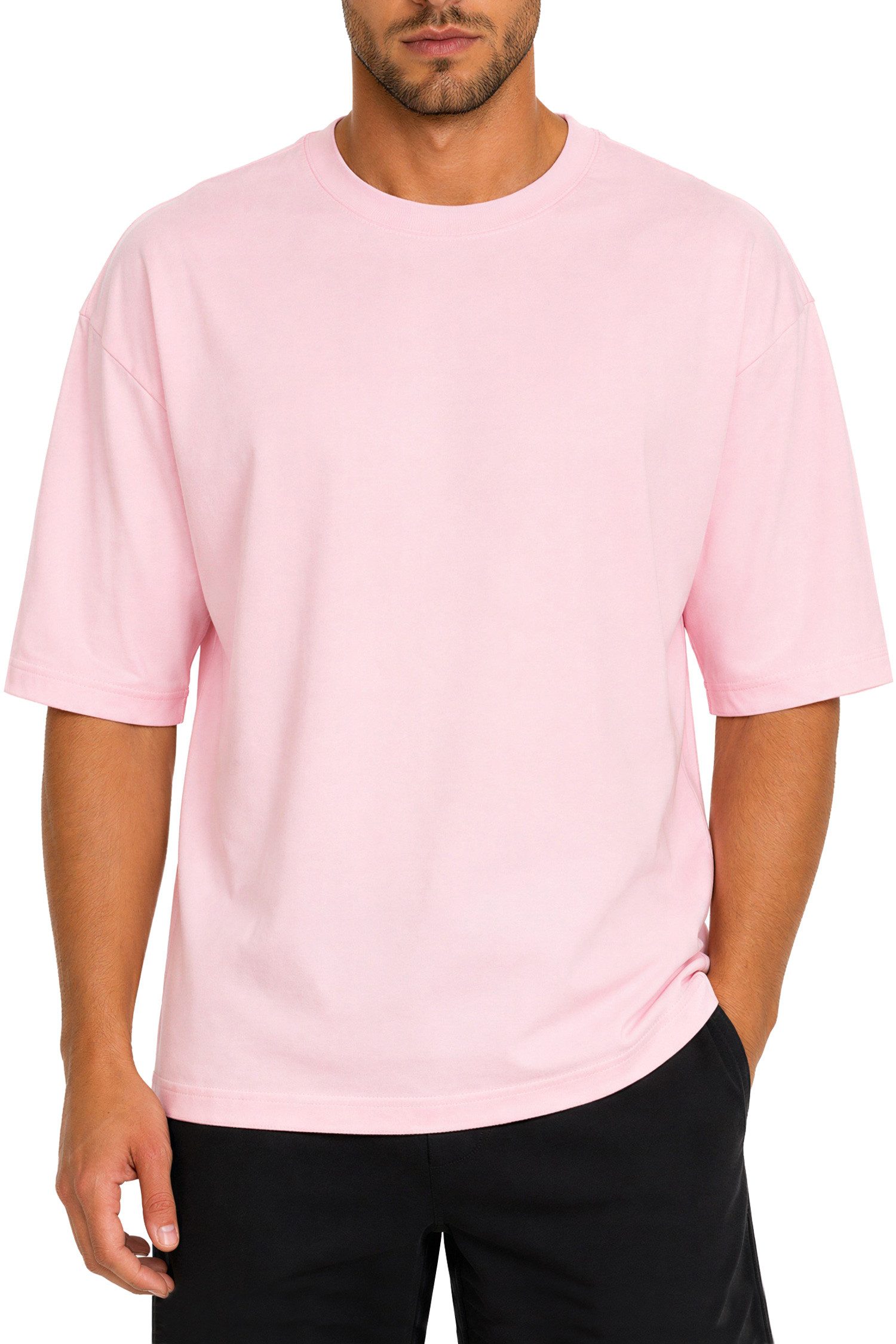 Reichstadt T-Shirt Herren Regular Fit Kurzarmshirt Shoulder Drop 25RS071 in kräftigen Farben