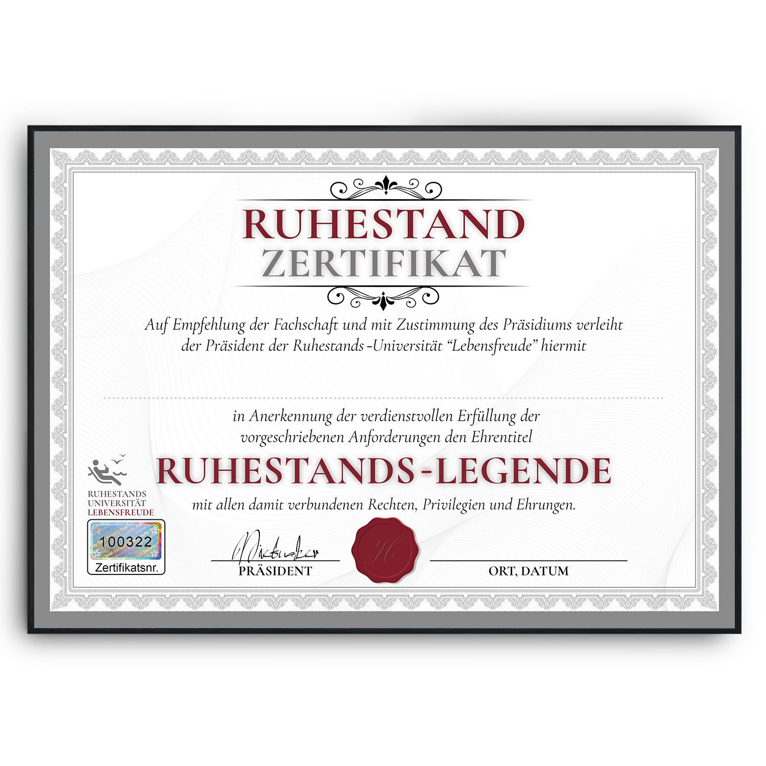 Tigerlino Poster Ruhestand Zertifikat Rente Abschiedsgeschenk Ruhestand Urk günstig online kaufen