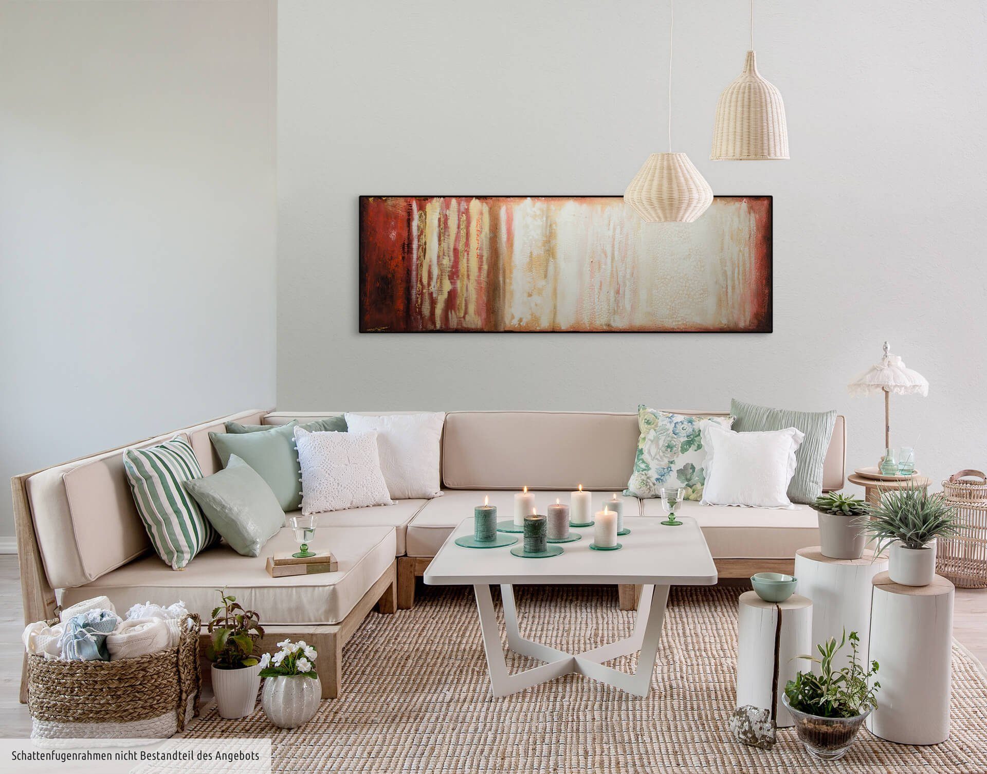 KUNSTLOFT Gemälde Vagile Wohnzimmer Leinwandbild 150x50 cm, 100% Wandbild HANDGEMALT Virtuosität