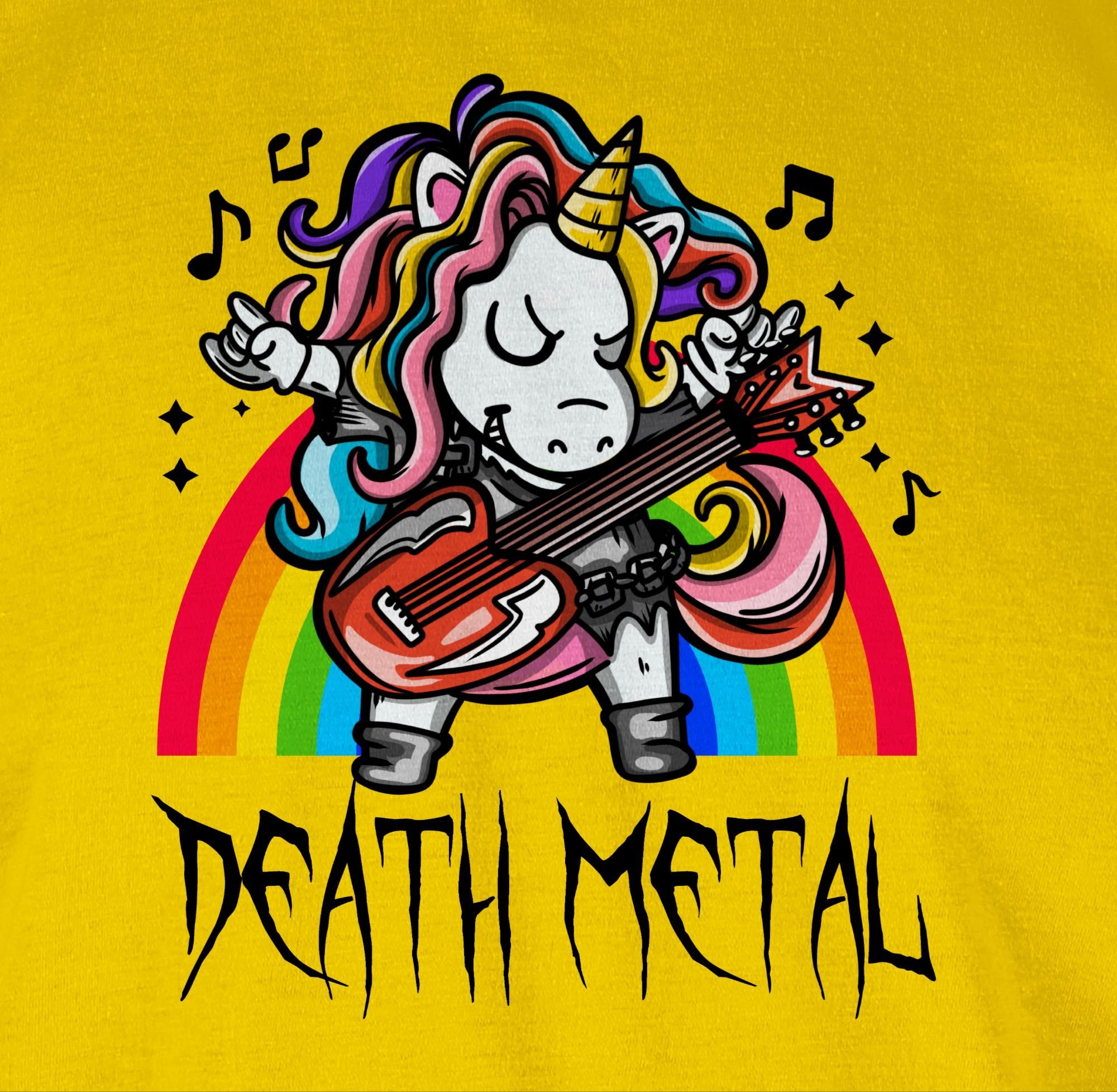 Heavy Metal - Gelb 3 Unicorn T-Shirt Death Shirtracer Geschenke Einhorn Metal