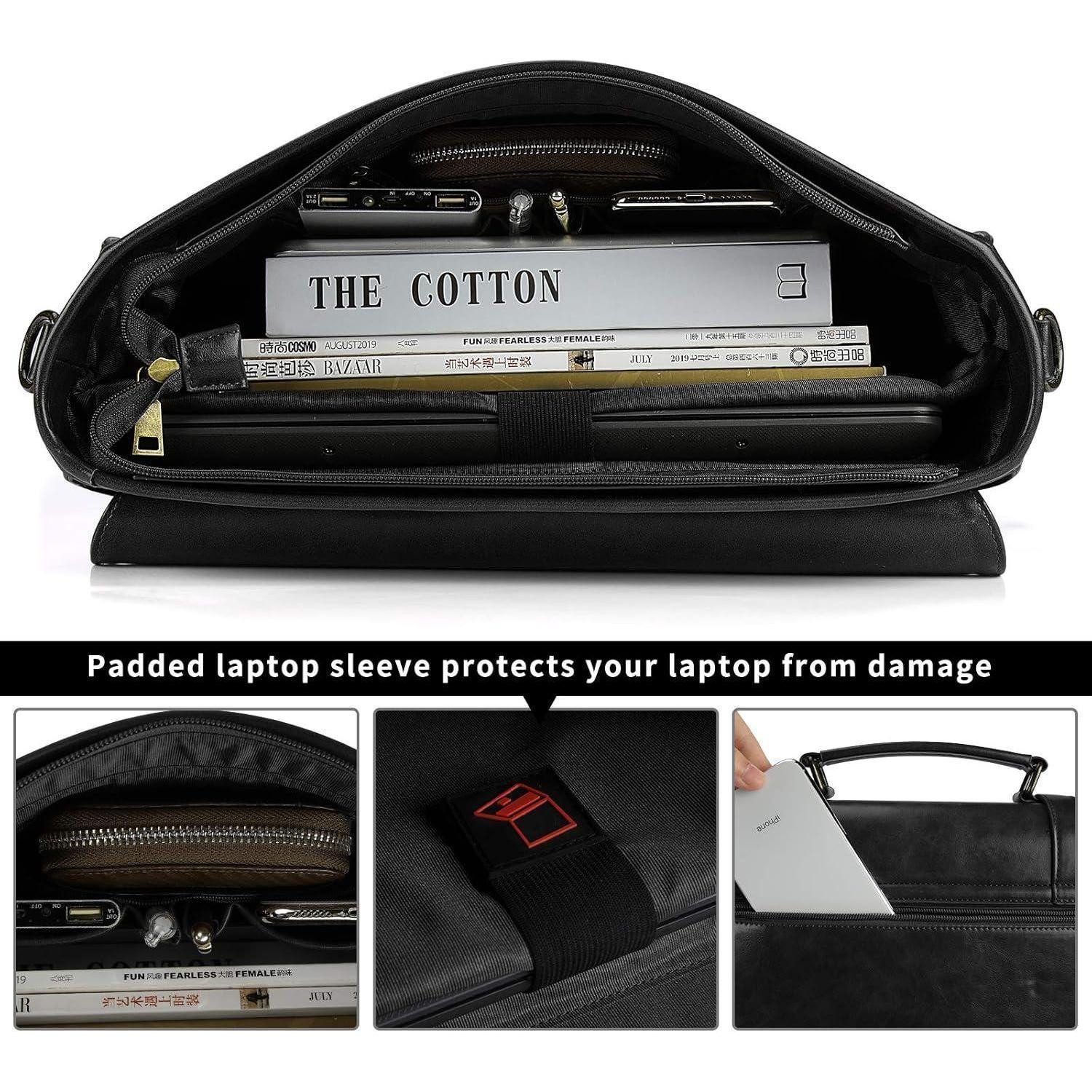 LuxusKollektion Laptoptasche Umhängetasche Herren 15.6 Zoll Laptoptasche Vintage Ledertasche