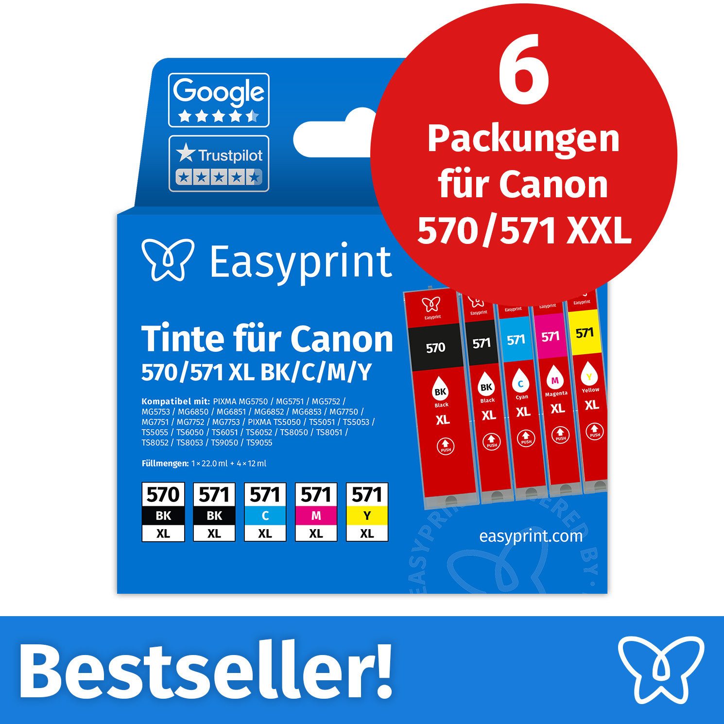 Easyprint Tintenpatrone (Packung, 6-tlg)
