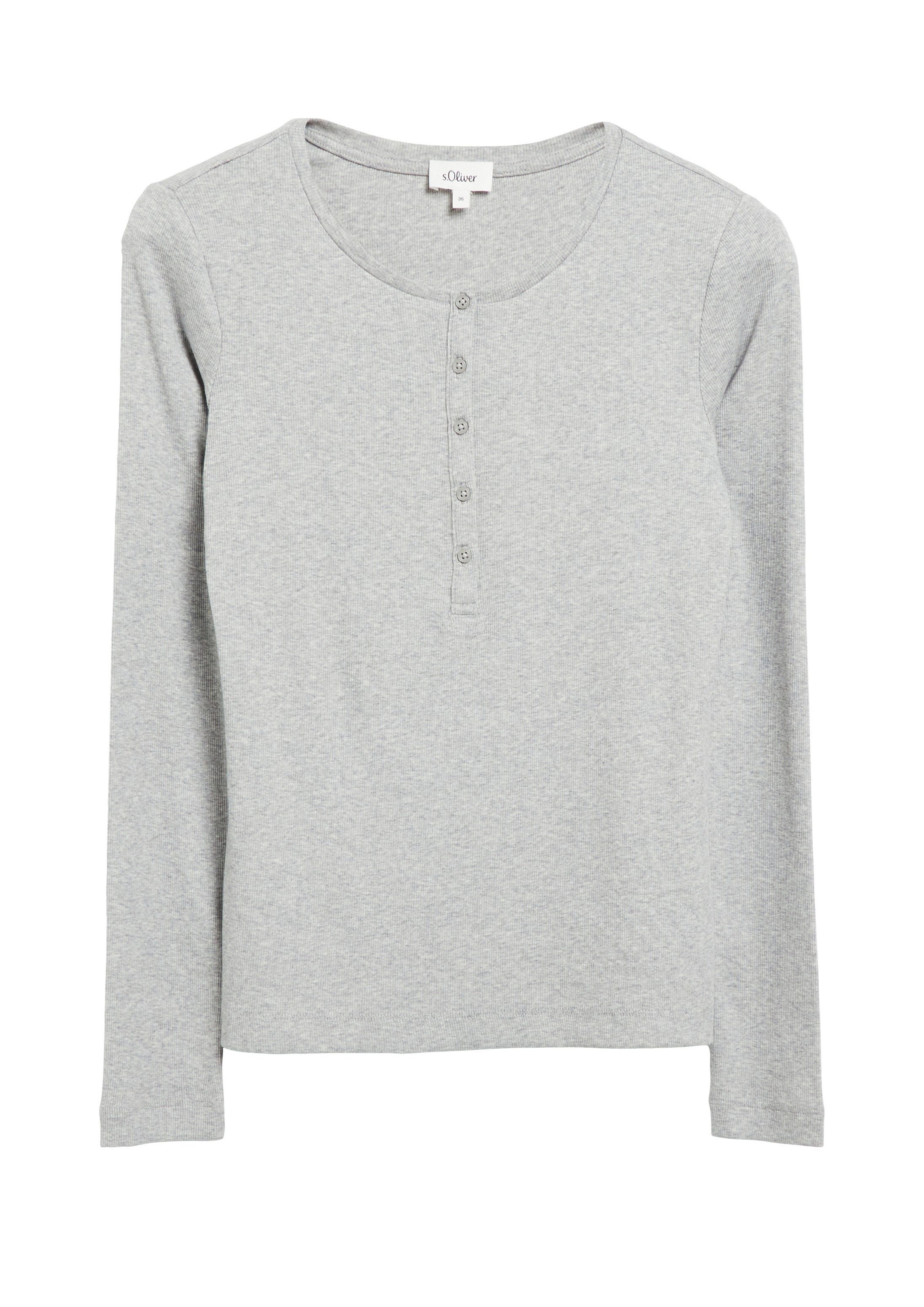 s.Oliver Langarmshirt T-Shirt Geripptes Henley-Shirt – Bild 2 von 5