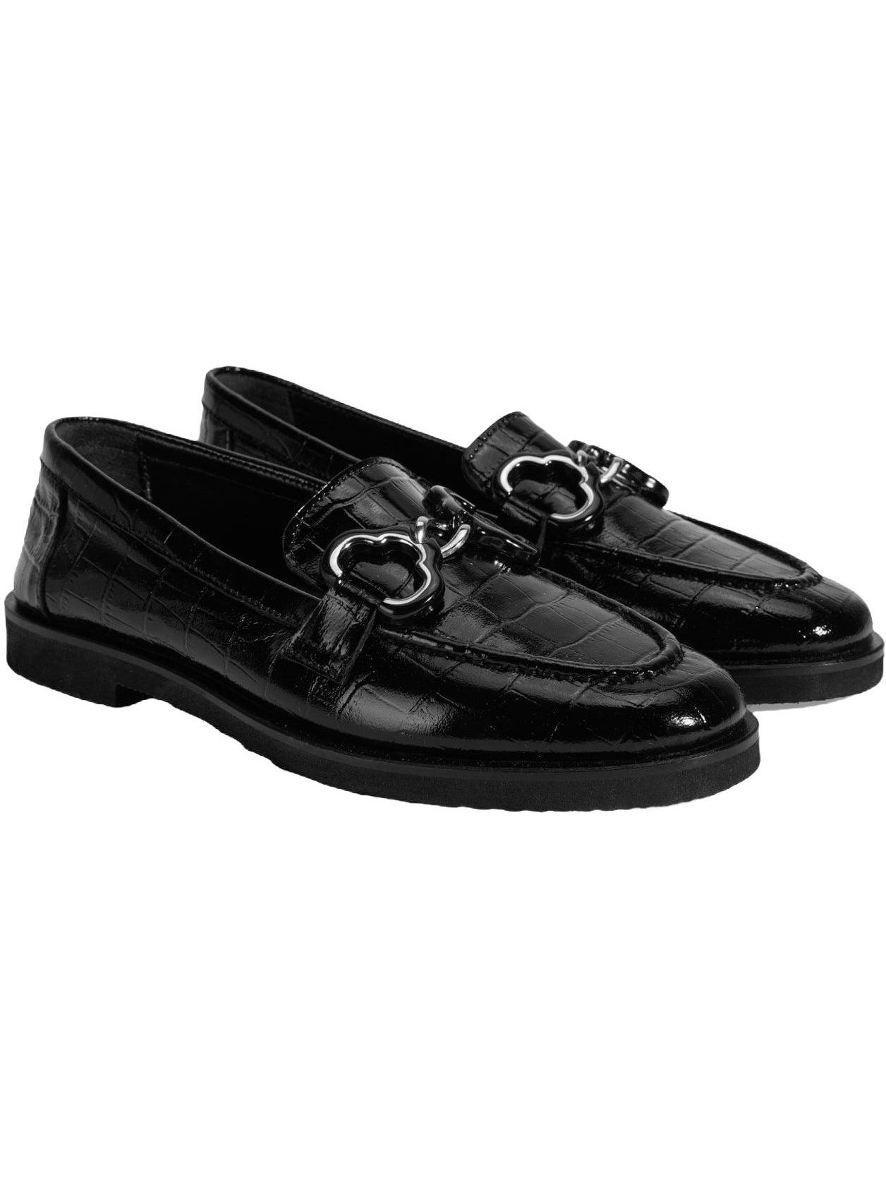 Desa Desa Damen-Slipper – Obermaterial aus echtem Leder, Krokodilprägung, S Loafer