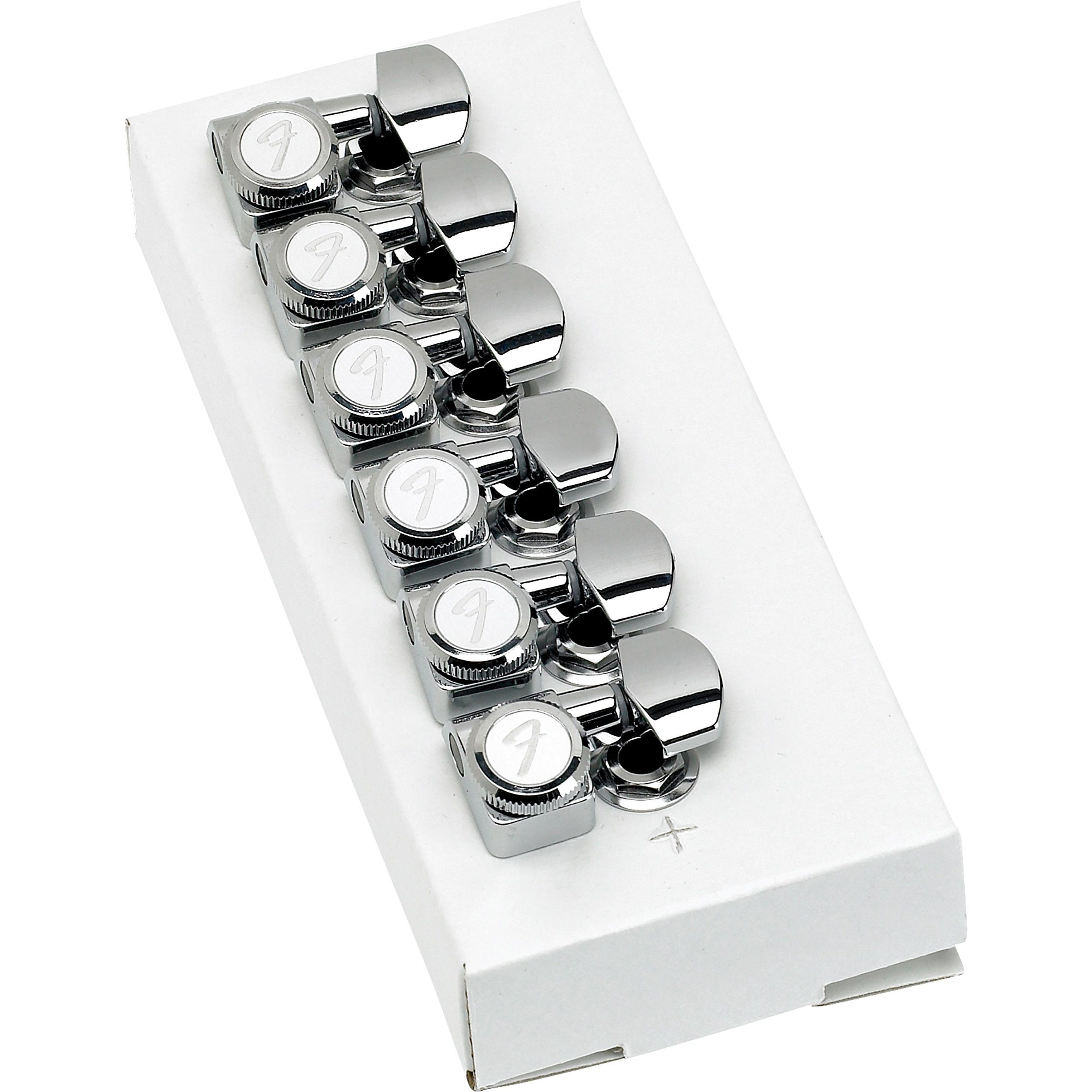 Fender Gitarrenmechanik-Set, (Locking Stratocaster/Telecaster Mechaniken Chrom, ersatzteile für Gitarren, Mechaniken), Locking Stratocaster/Telecaster Tuning Machine Set Chrome - Gitarren