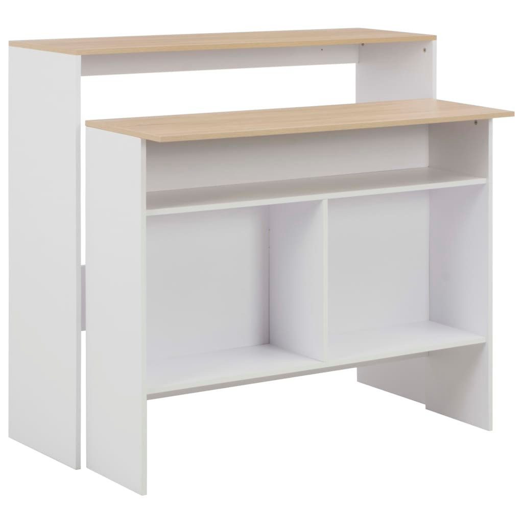 vidaXL Esstisch Bartisch mit 2 Tischplatten Weiß und Eichefarben 130x40x120 cm (1-St)