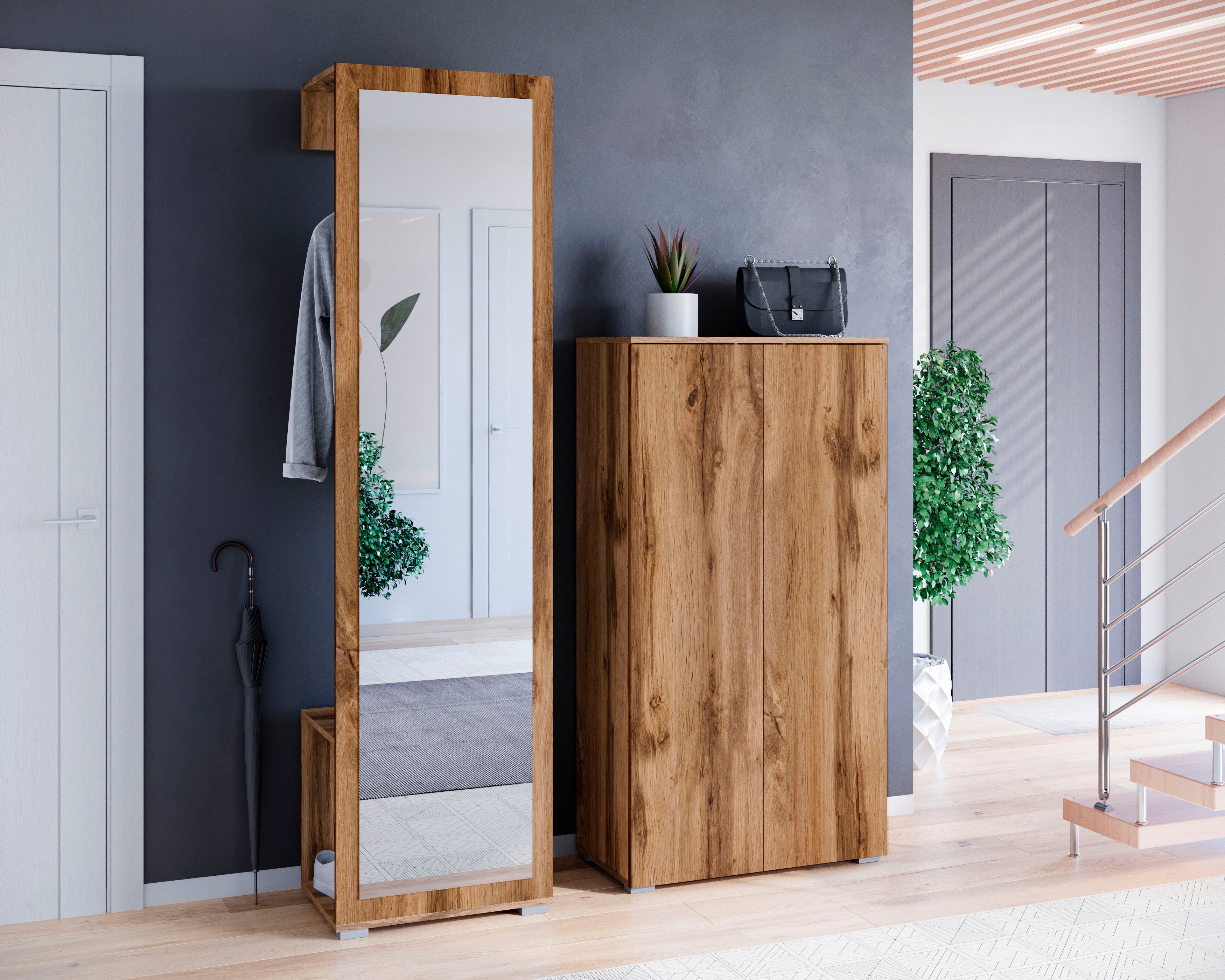 OTTO home Garderoben-Set PARIS/ TOKYO, (Komplett-Set, 2-St), Garderoben-Set Breite 130cm, moderne grifflose Flurmöbel Kleiderstange – Bild 2 von 5