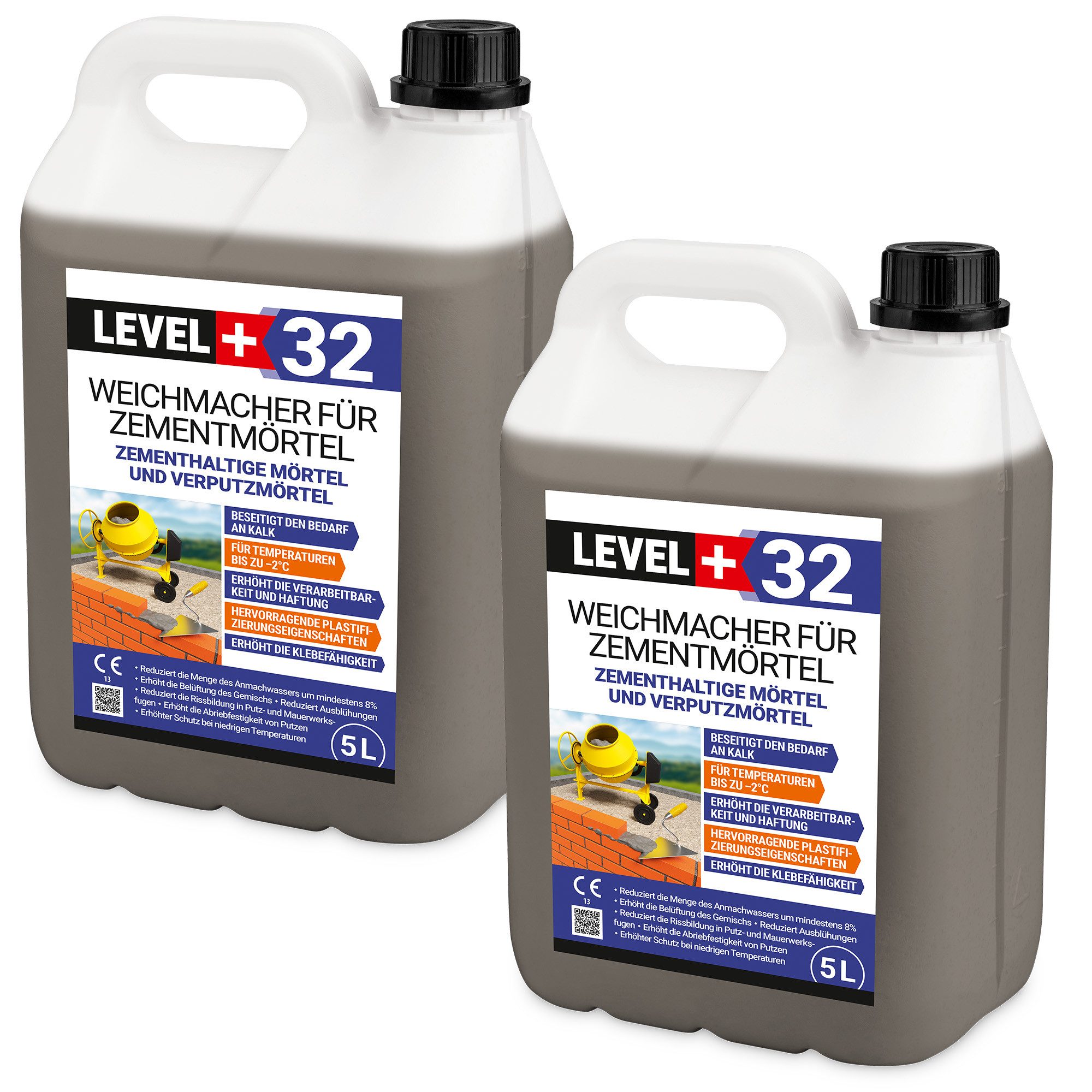 Level+ Beton LEVEL+ Weichmacher für Розчин Flüssig L+32 Ersetzt Kalk 10L 12