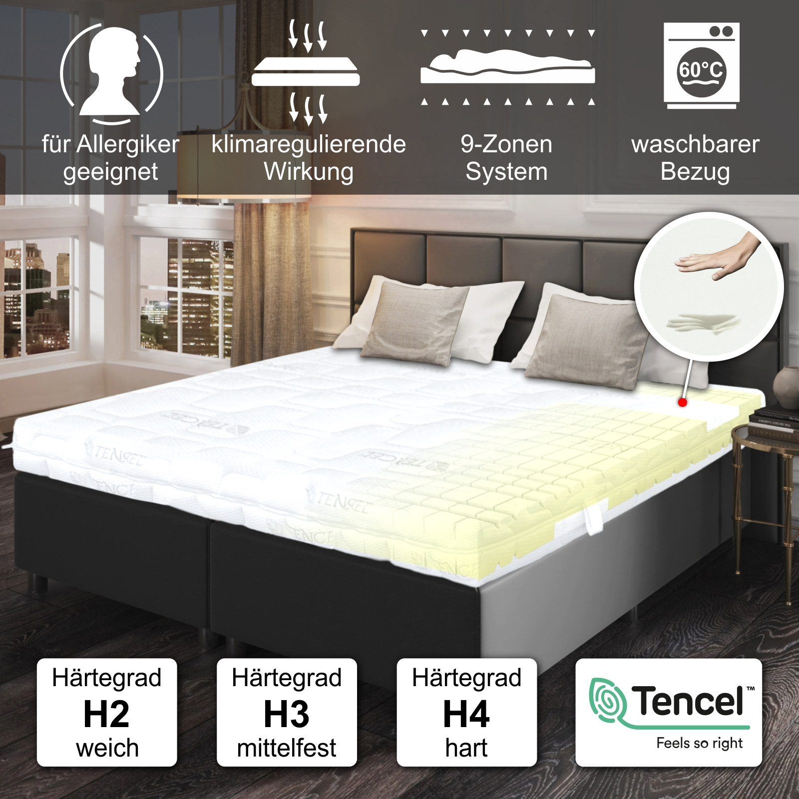 Kaltschaummatratze 9 Zonen Matratze mit Visco-Schulterzone bester Kaltschau günstig online kaufen