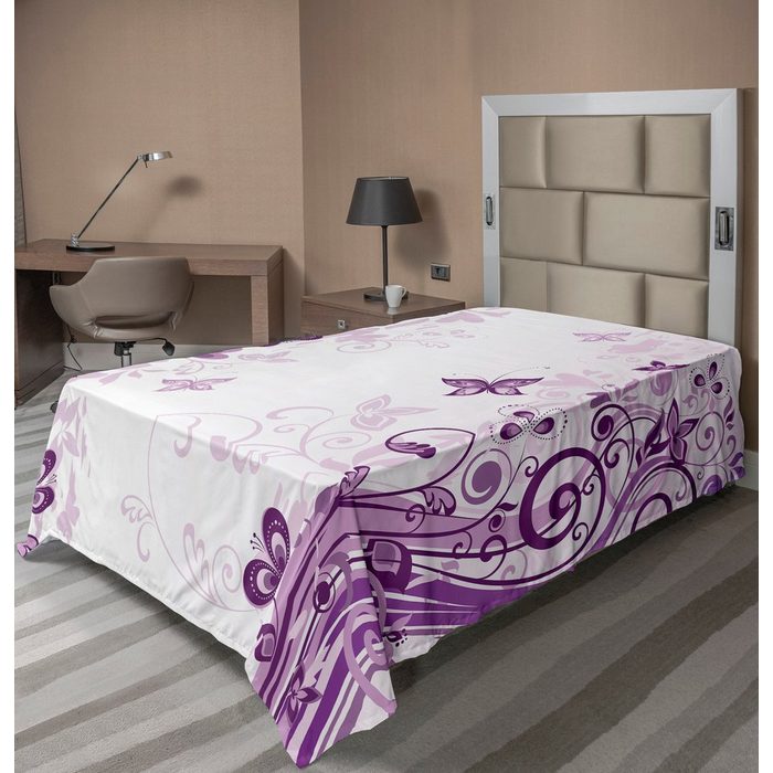 Betttuch weiches bequemes oberes Bettlaken dekoratives Bett 1 Stück Abakuhaus Violett Wirbelnde Blumen Wilde