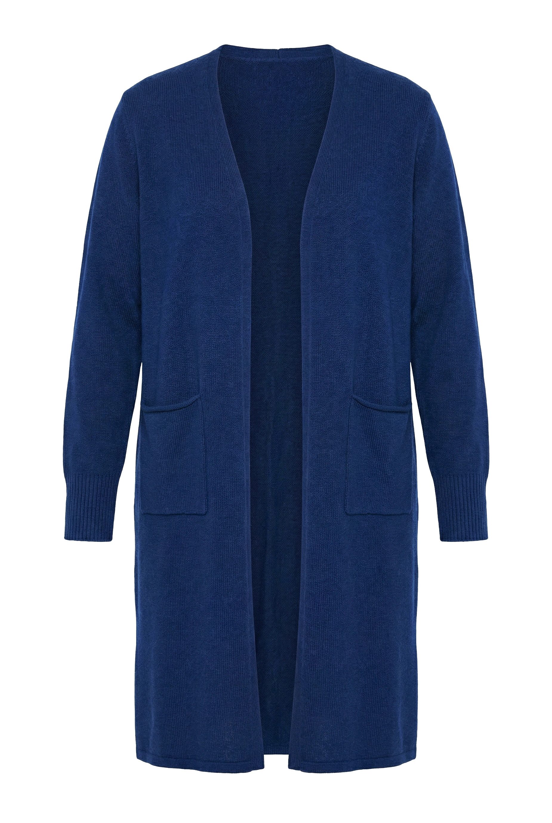 Strickjacke Long-Strickjacke Straight Fit offene Form