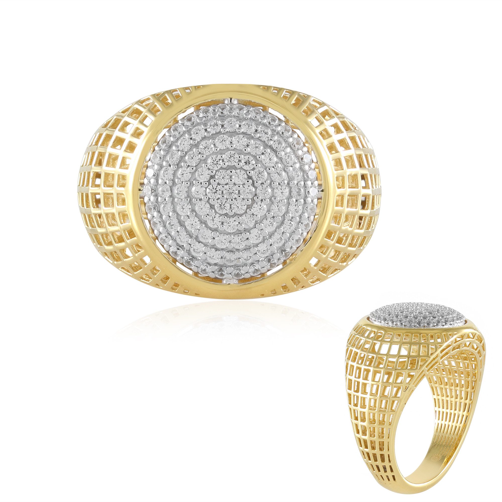 Cavill Silberring Cavill Ring Sterlingsilber 925 Vergoldet, 0,57 ct Zirkon Gitter (1-tlg)