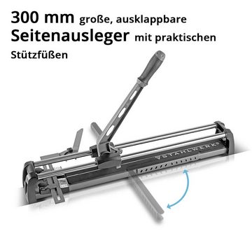 STAHLWERK Fliesenschneider Profi Fliesenschneider mit 600 mm Schnittlänge, Schnittlänge max.: 60 mm, Packung, 2-tlg., 14 mm Schneidstärke, Handfliesenschneider / Fliesenschneidemaschine