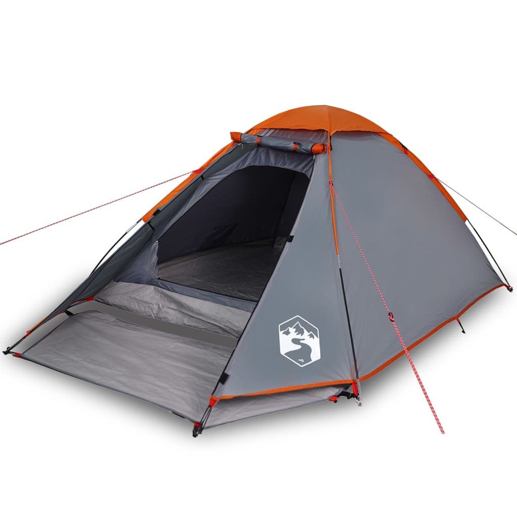 Kuppelzelt 2-Personen Zelt Kuppelzelt Campingzelt 2 Personen Grau und Orange Wass