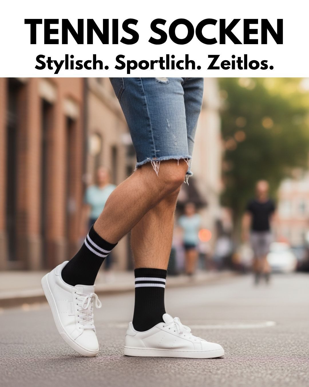 sockenkauf24 Tennissocken Herren Sportsocken Premium Retro Crew Socken mit Komfortbund (6-Paar) verstärkte Ferse & Fußspitze, gepolsterte Sohle, gekämmte Baumwolle