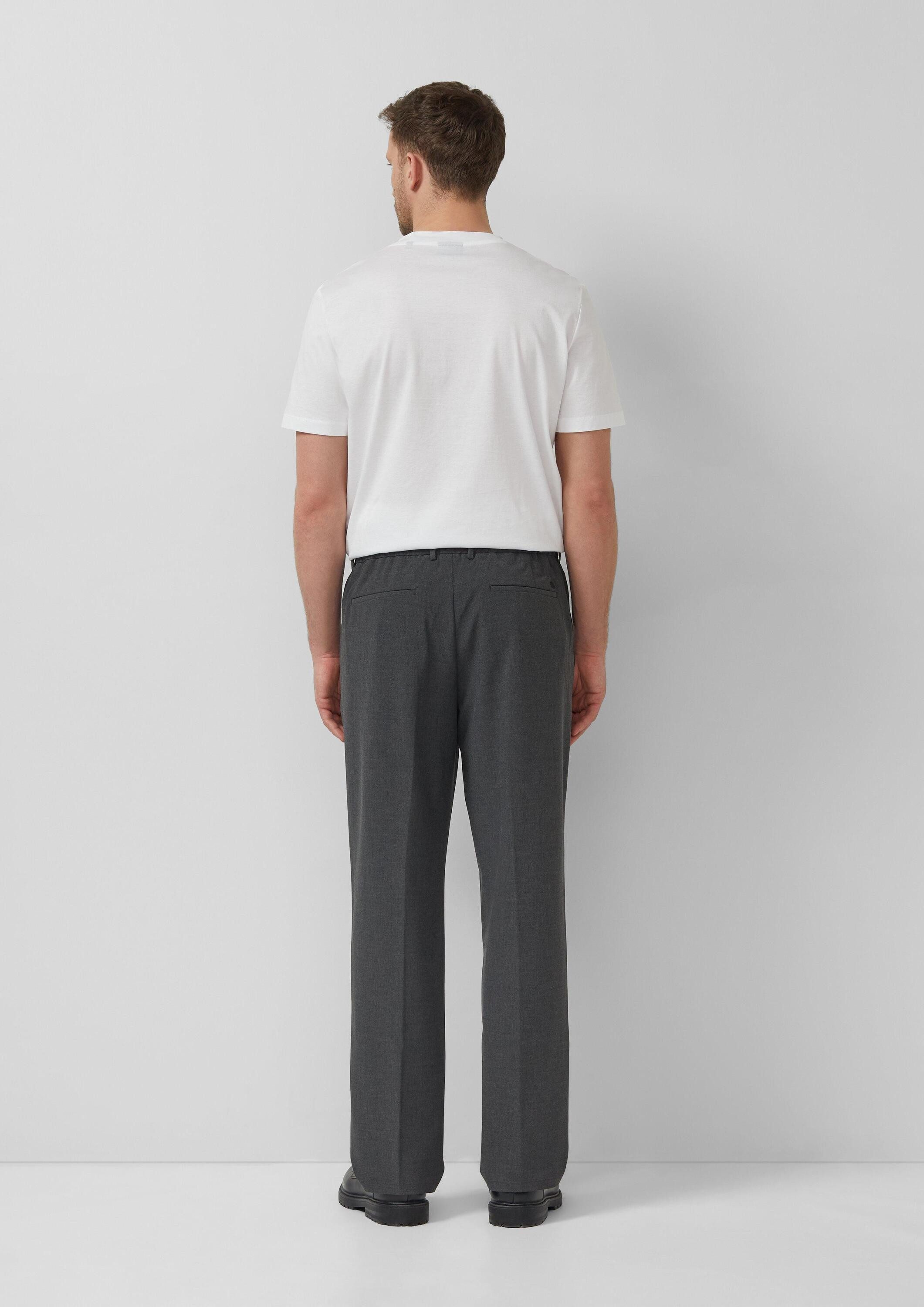 s.Oliver Chinos Hose Wide-Leg-Hose mit Elastikbund aus meliertem Stretch-Gewebe