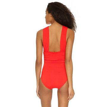 B.X Badekleid Damen sexy einfarbiger falten einteiliger Badeanzug Ausschnitt vorne Siamese-Badeanzug Bauchkontrolle, hoher Taille, Monokini-Badeanzug
