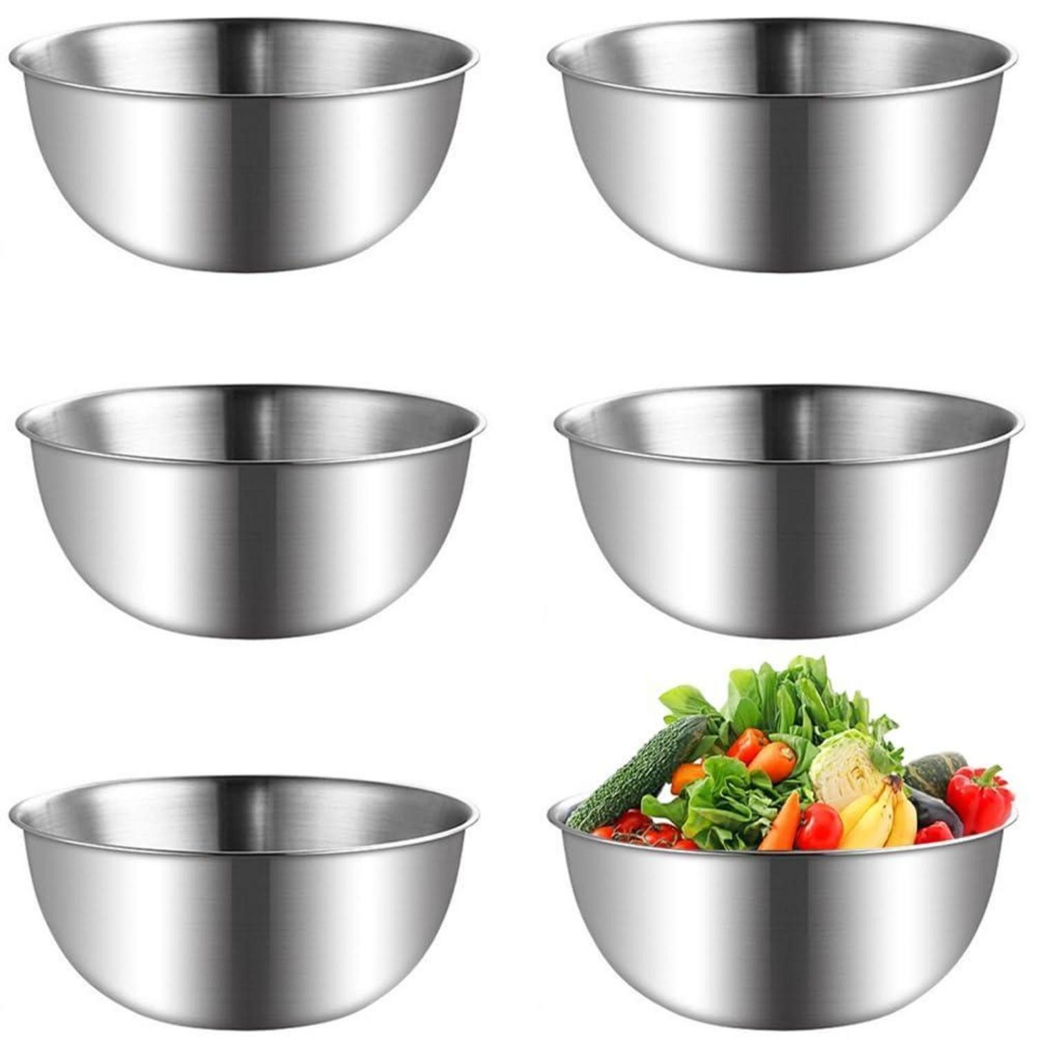 LuxusKollektion Rührschüssel Edelstahl Schalen Set 6-teilig, Metall
