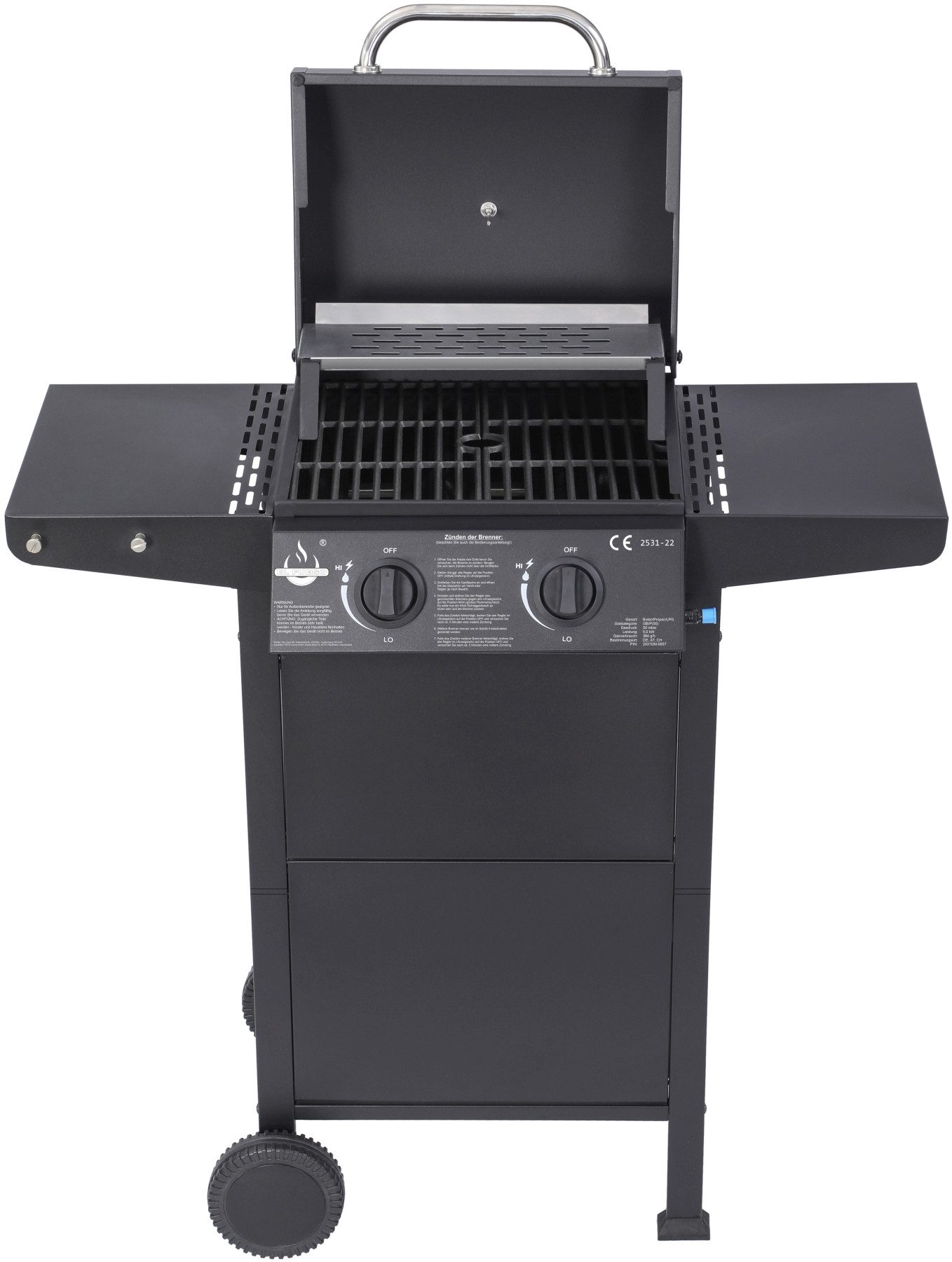 El Fuego Gasgrill San Jose 2 Brenner, mit gusseisernem Grillrost – Bild 4 von 5