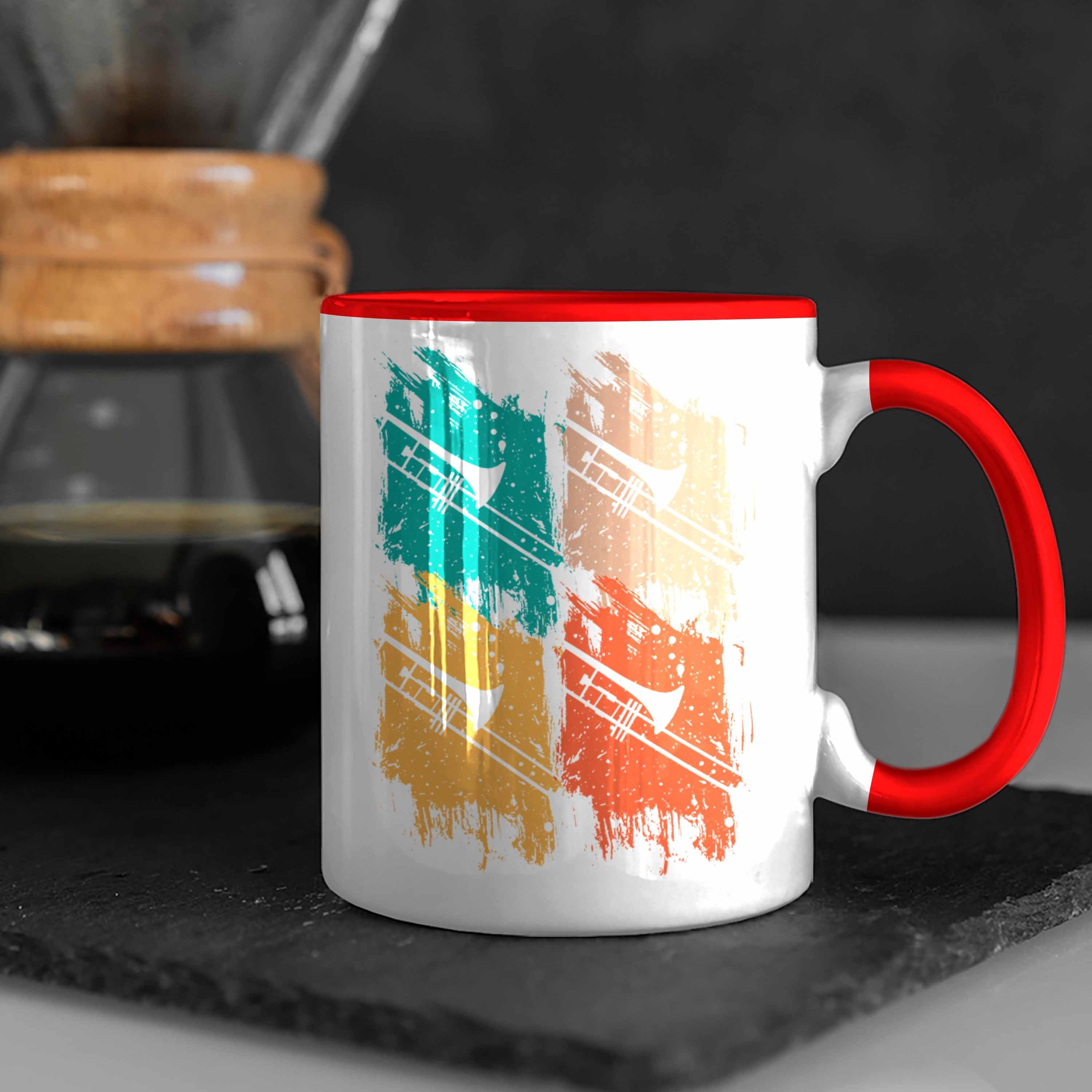 Posaunist Posaune Tasse Retro Geschenkid Trendation Kaffeebecher Rot Geschenk Grafik Tasse