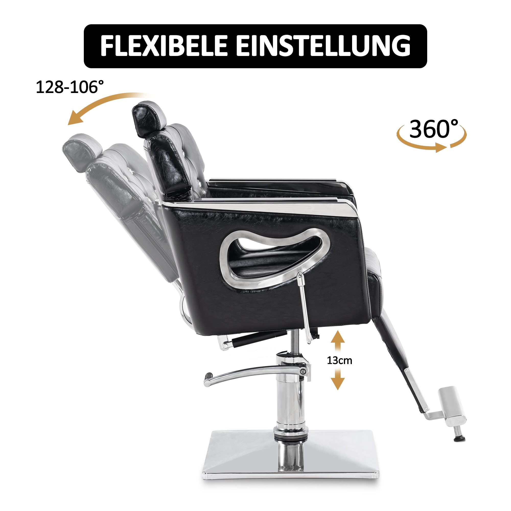 Barberpub Stuhl Barberpub Friseurstuhl mit Hydraulikpumpe Kunstleder, 8132, mit Kopfstütz, Höhenverstellbar, Kippbar