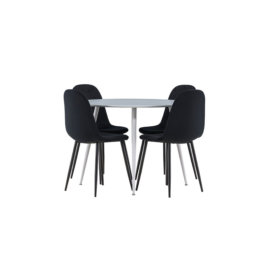 ebuy24 Essgruppe Plaza Essgruppe Tisch Ø100cm und 4 Velours Stühle