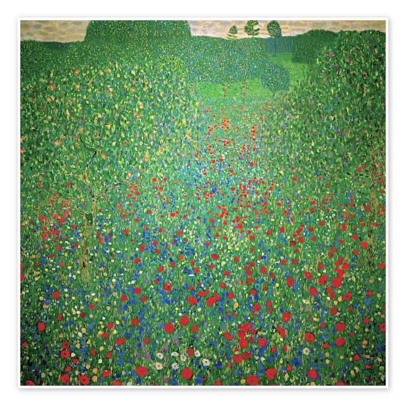 Posterlounge Poster Gustav Klimt, Mohnwiese, Wohnzimmer Malerei