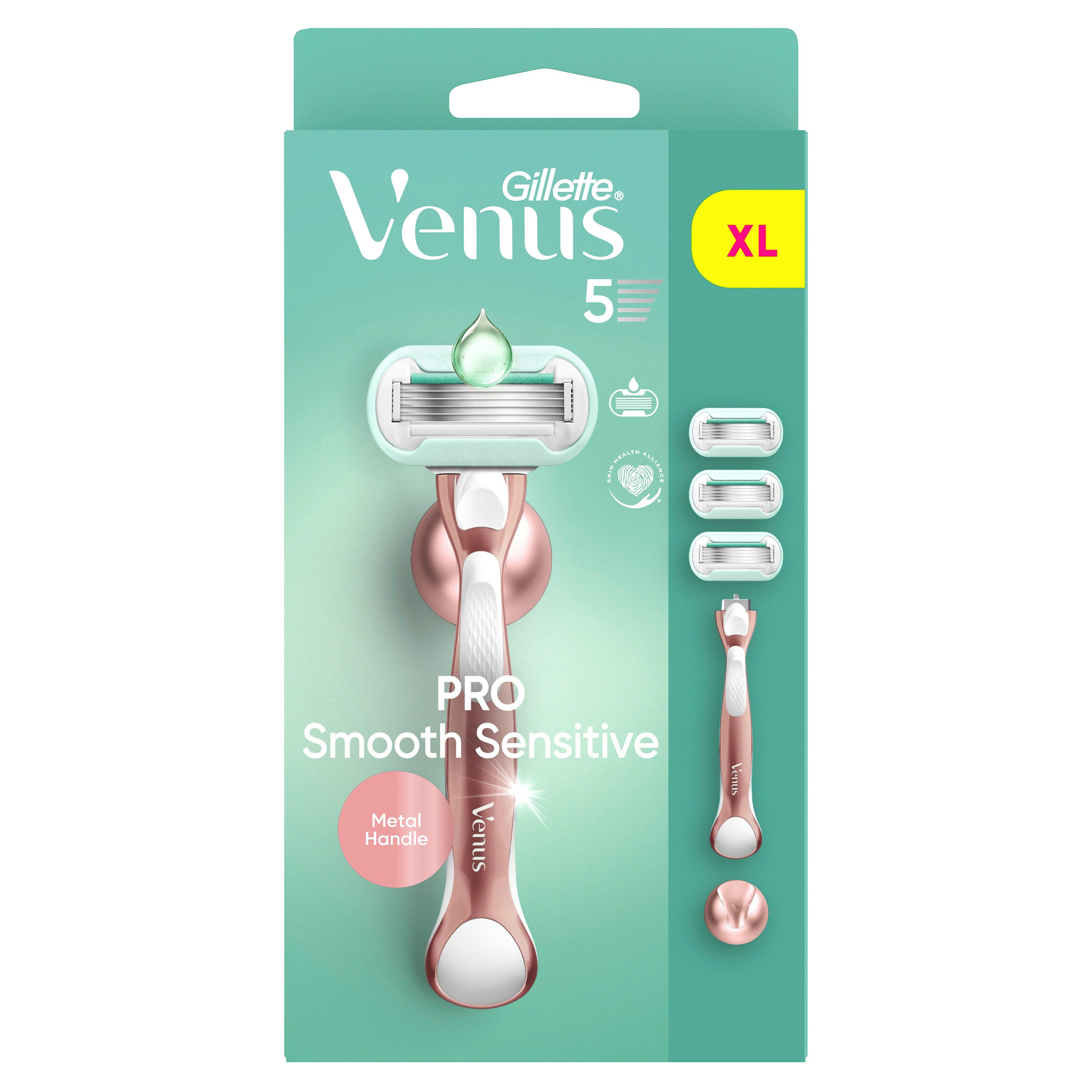 Gillette Venus Nassrasierer Smooth Sensitive + 3 Ersatzklingen + Duschhalterung - Roségold – Bild 2 von 5