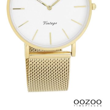 OOZOO Quarzuhr Oozoo Damen Armbanduhr Vintage Series, Unisex-Uhr rund, mittel (ca. 36mm) Edelstahlarmband, Fashion-Style